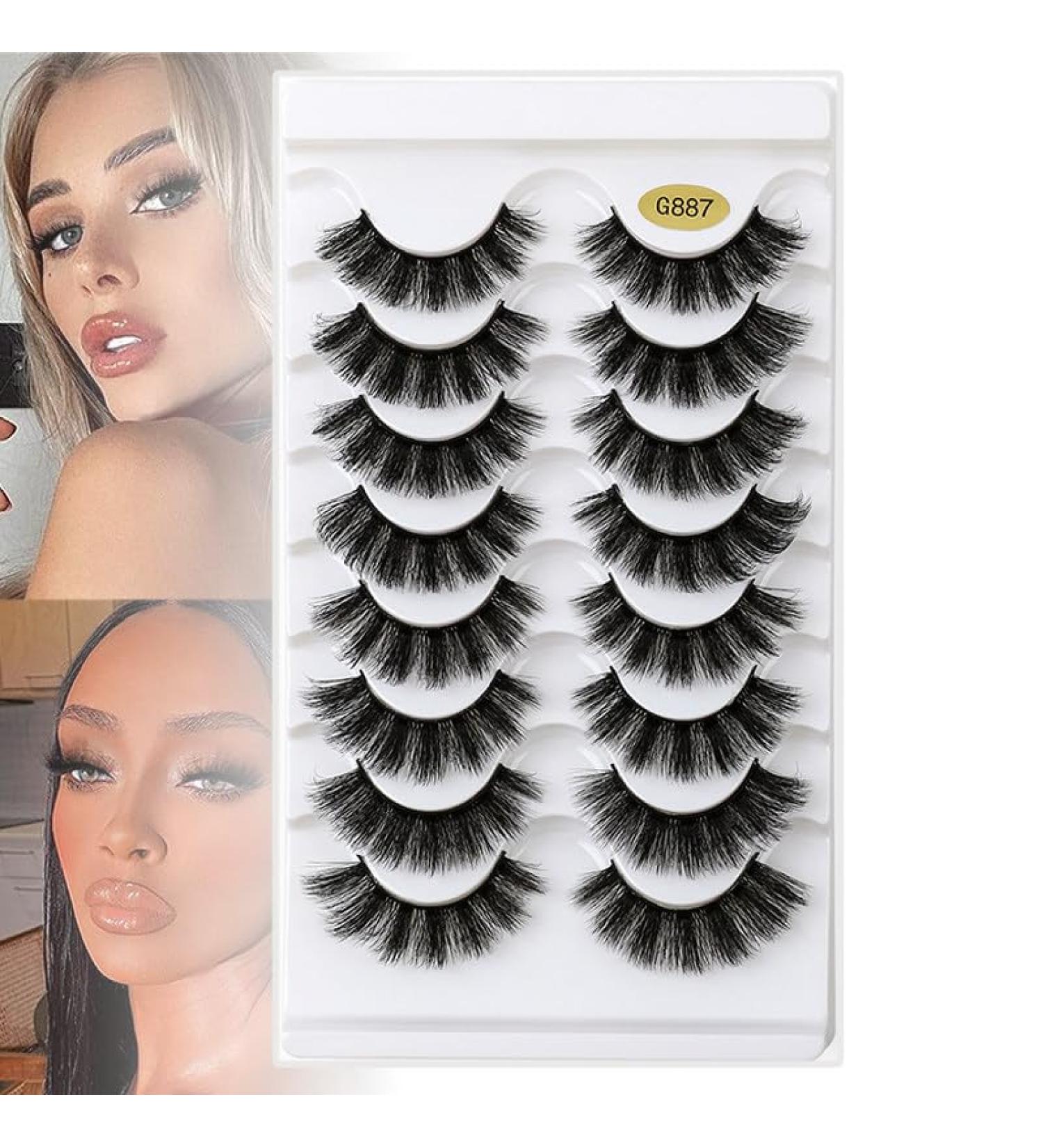 8 Pairs Fluffy Wispy Natural False Eyelashes(G880-G889) - Reusable - 3D Effect Russian Strip Fake Lashes D Curl Naturally Thick Eyelashes G887 - Buy Online on GoSupps.com