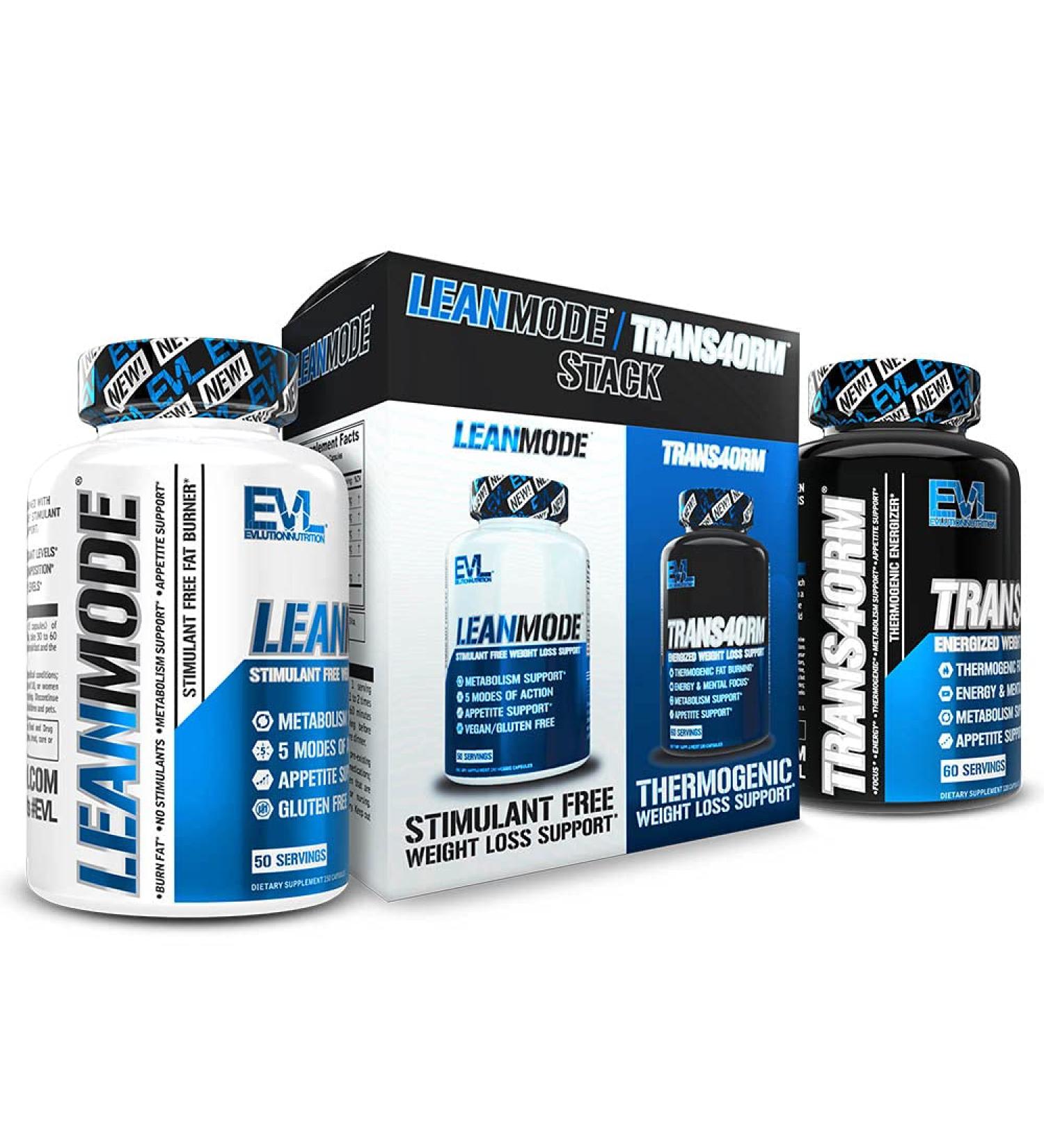 EVL Trans4ormation Mode Stack + Lean Mode Weight Loss Support Kit - Green Coffee, Green Tea, CLA, Carnitine, Garcinia Cambogia - Diet Pills for Men & Women - Buy Online on GoSupps.com