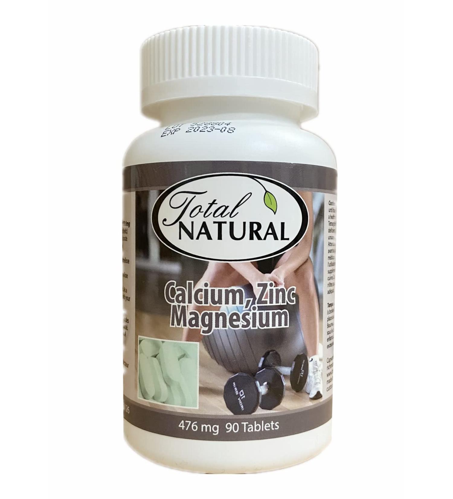 Calcium Zinc Magnesium 476mg 90 Tablets 1 bottle by Total Natural Safe and Natural Join Support Health Supplement for Men and Women GMP Premium Ingredients - Buy Online on GoSupps.com