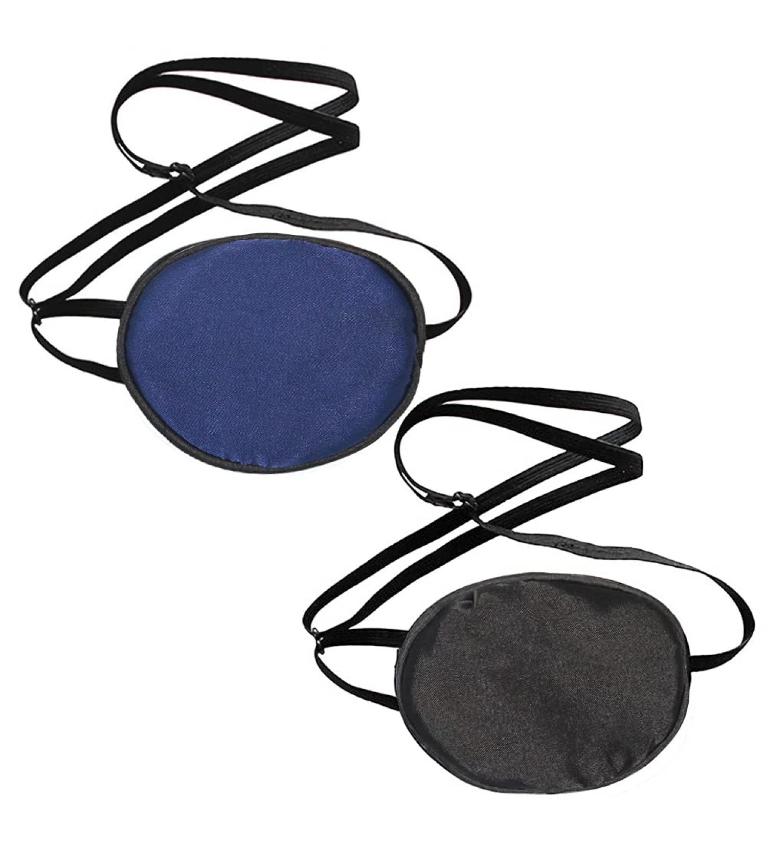 Silk Elastic Eye Flaps for Adults - Adjustable Strabismus & Amblyopia Support - Blue & Black (2 Pack) - Buy Online on GoSupps.com