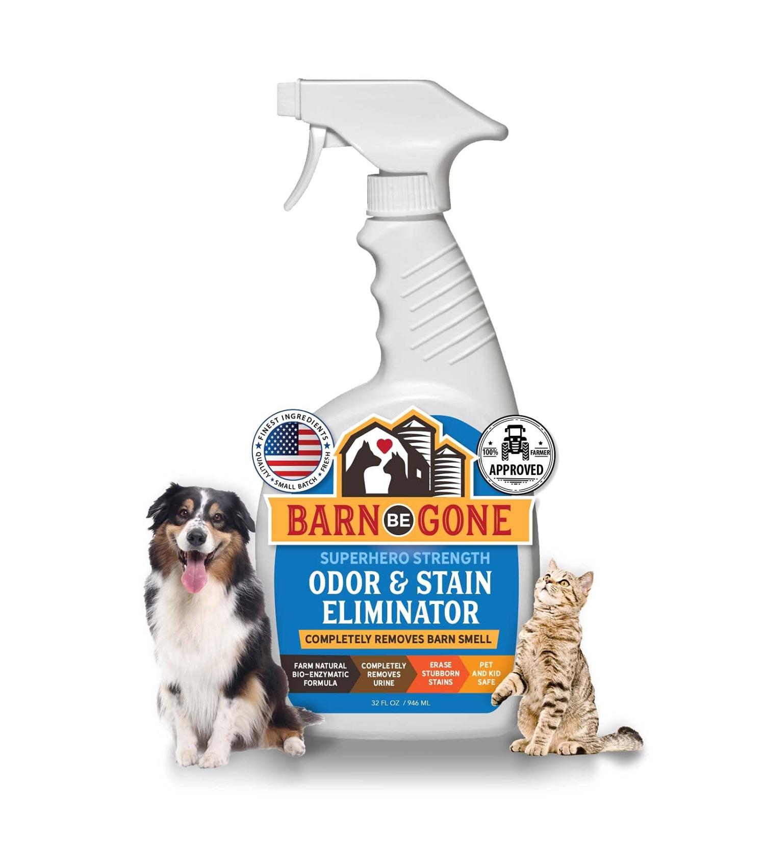 BARN BE GONE Superhero Stain & Odor Eliminator 32 oz | Enzyme Carpet Cleaner for Pets | Pet Stain Remover for Urine | Small Pet Supplies - Buy Online on GoSupps.com