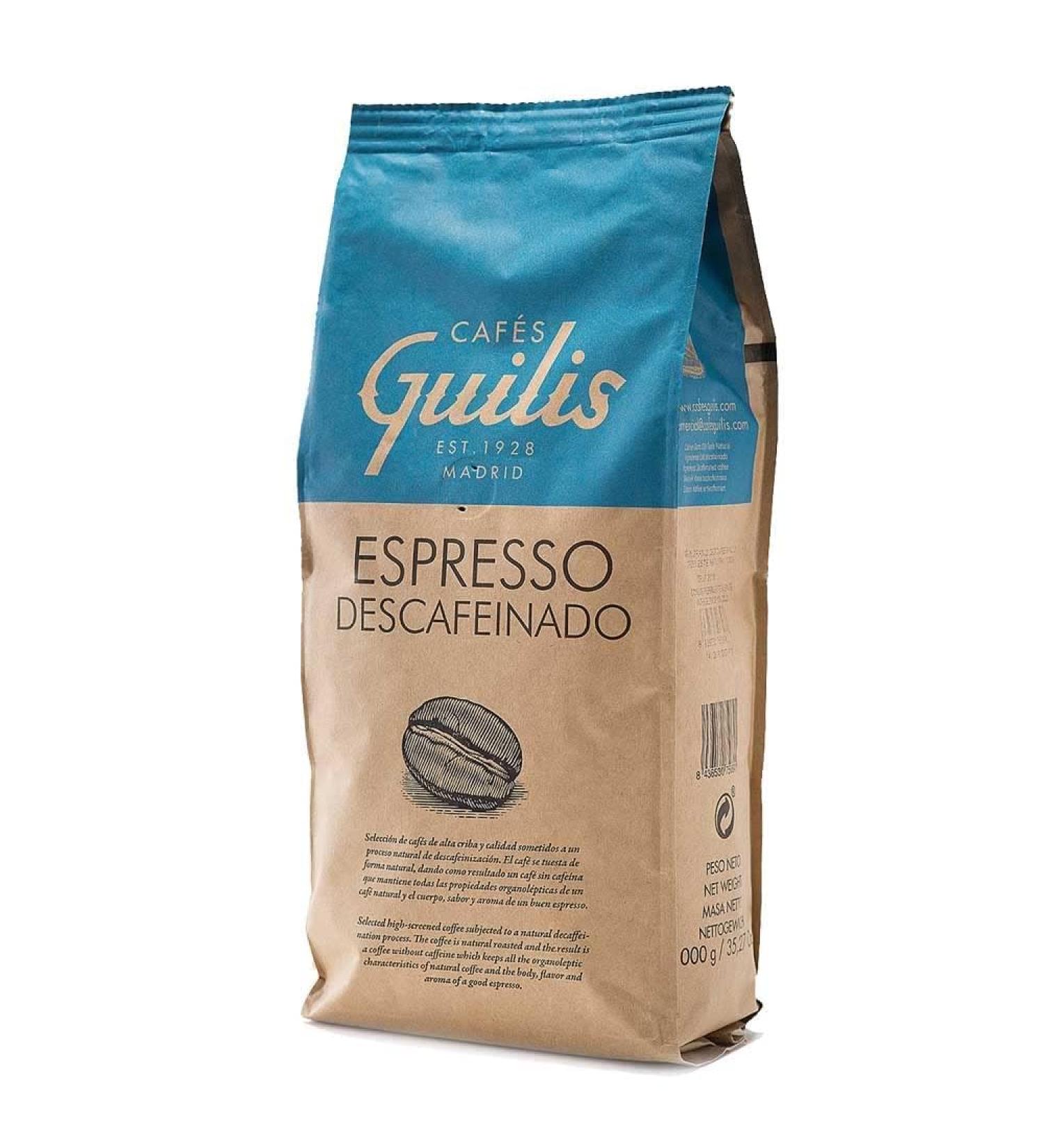 CAFES GUILIS FROM 1928 AMANDES DEL CAFE Decaffeinated Coffee Beans Intense Natural Blend 1 Kg - Buy Online on GoSupps.com