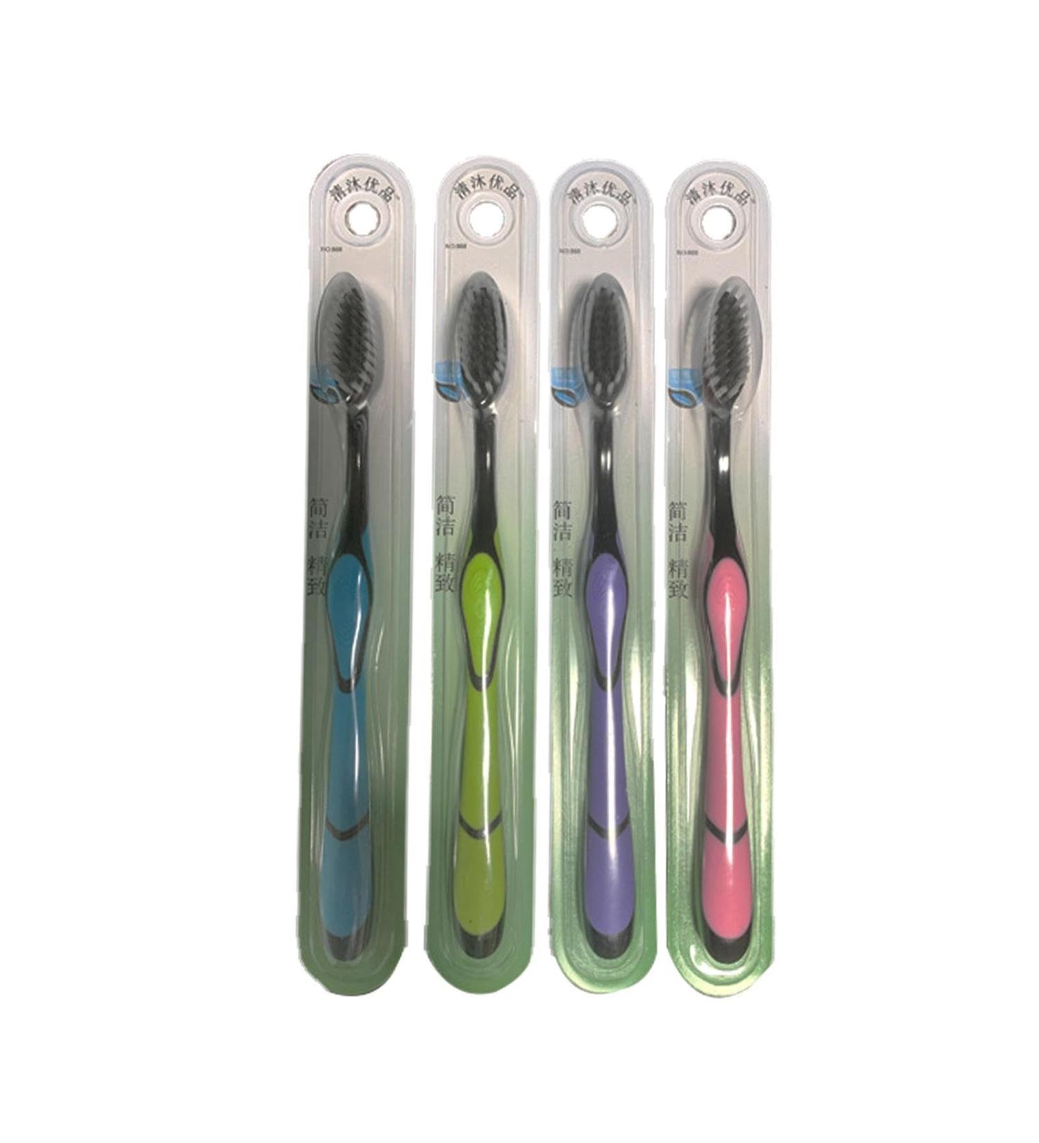 Manual Charcoal Toothbrush - Ergonomic Soft Bristle Tooth Brush for Travel | 1 Pc 19cm Random Color - Buy Online on GoSupps.com
