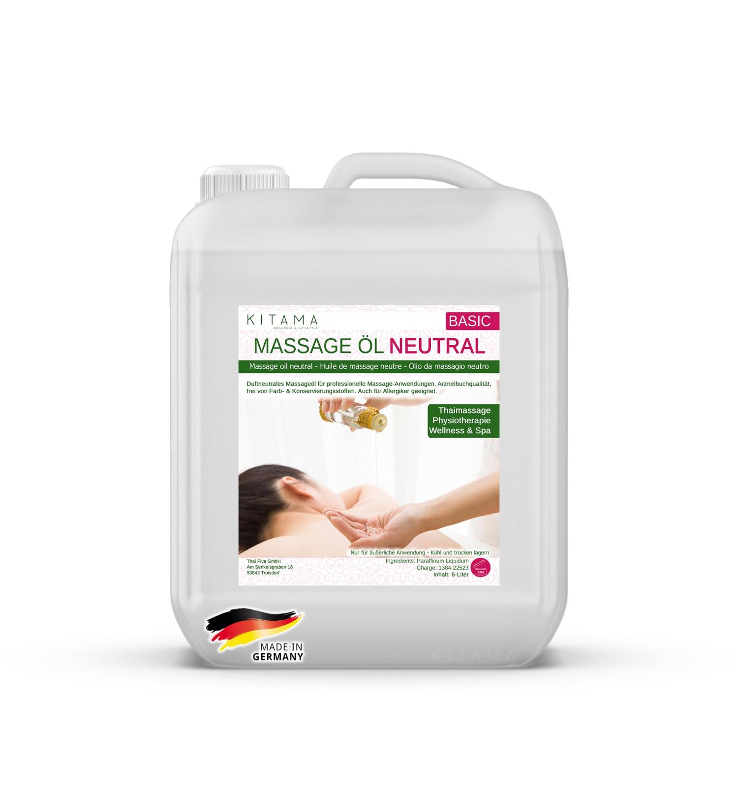Kitama Massage Oil Neutral 5L | Premium Body Oil for Thai Massage Physiotherapy & Spa - Ideal for Professional Use - Buy Online on GoSupps.com