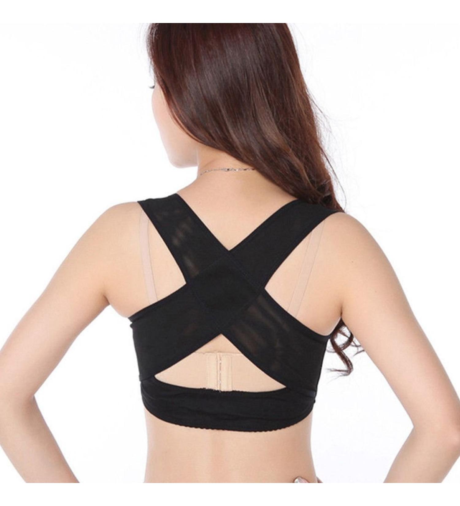 rumoe Ladies Women Adjustable Shoulder Back Posture Corrector Chest Brace Support Belt-Black-L Large - Buy Online on GoSupps.com