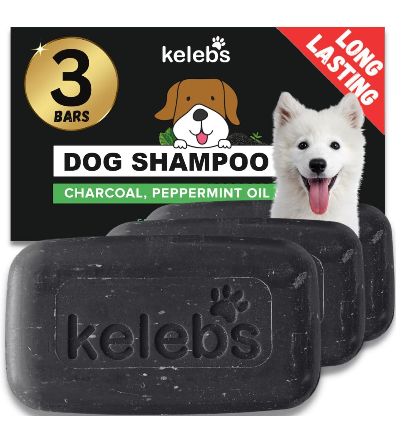 Kelebs Sensitive Dog Shampoo | Vegan Lavender & Oatmeal Soap | Natural Care for Puppies & Dogs | 3 Pack Charcoal - Buy Online on GoSupps.com