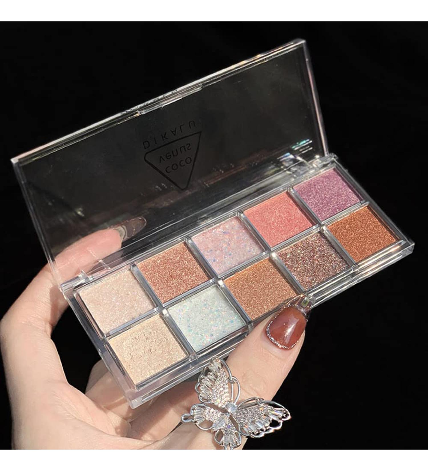 Go Ho 10 Color Glitter Eyeshadow Palette - High Pigmented Korean Makeup for Stunning Diamond Eyes - Waterproof Galaxy Sky Sparkle Shades - Buy Online on GoSupps.com