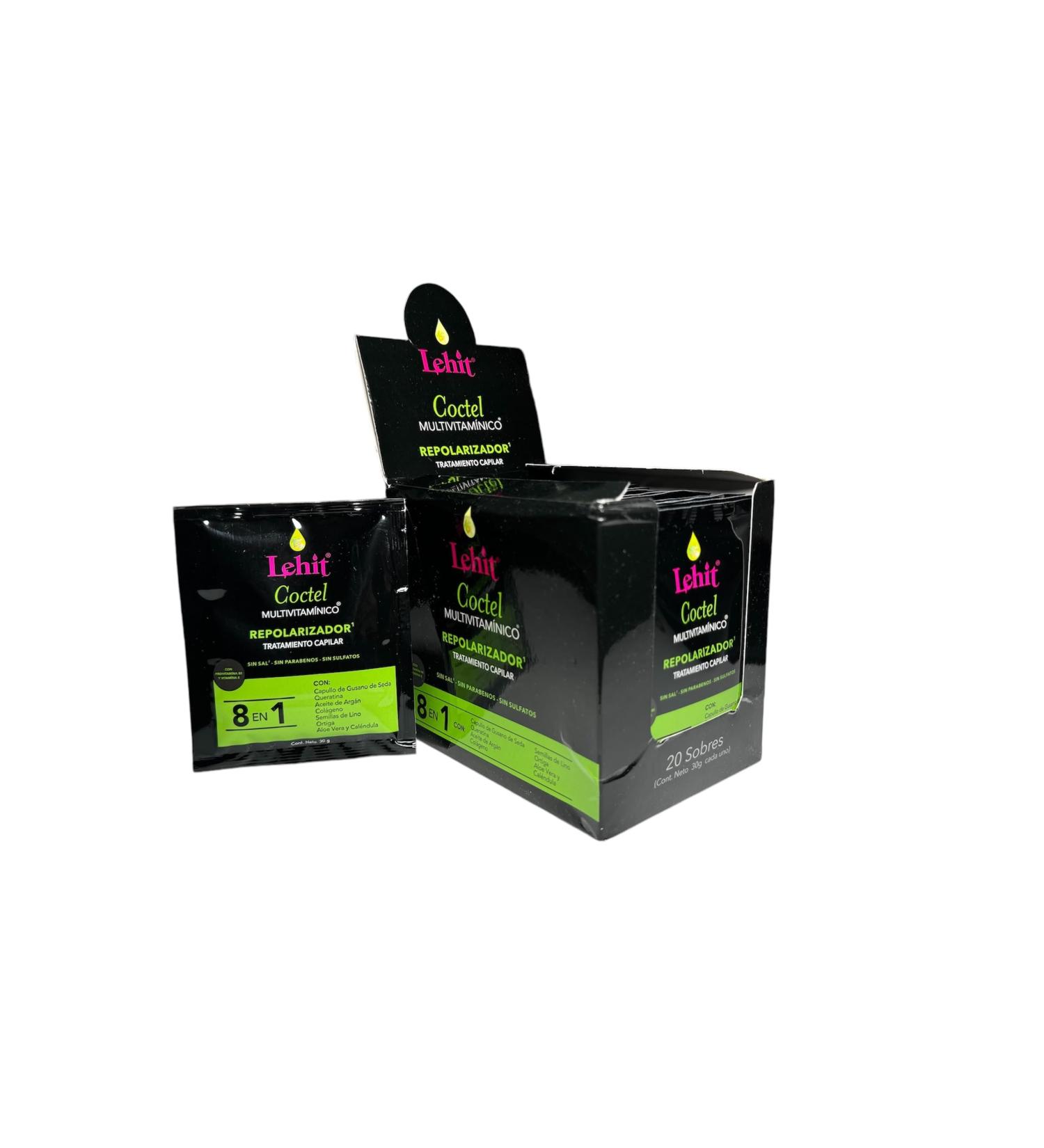 Lehit Coctel Multivitaminico Repolarizador 8 en 1 Caja de 20 sobres de 30 Gramos.