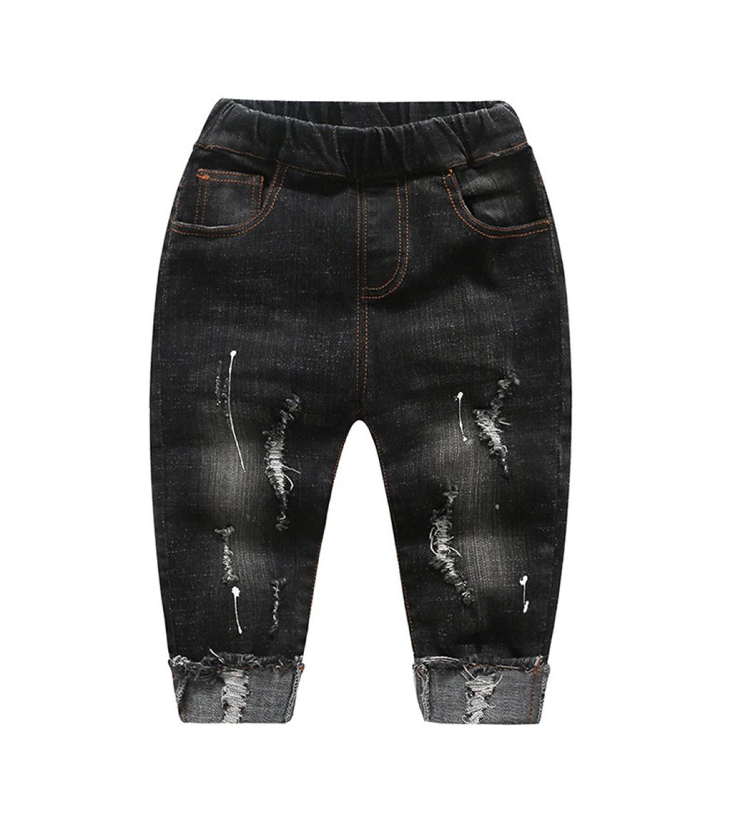 KIDSCOOL SPACE Baby Girl Boy Jeans 12-18 Months Black - Elastic Waist Ripped Denim Pants - Buy Online on GoSupps.com