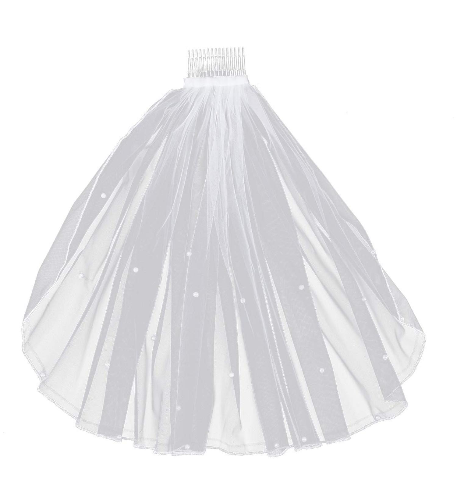 FRCOLOR First Communion Veil for Girls - 16 Inch Short Veil with Hair Comb and Pearls - Wedding Flower Girl Hair Accessories - Buy Online on GoSupps.com