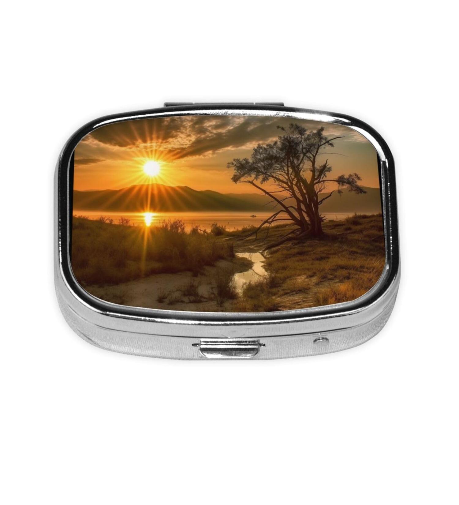 Last Sun Rays 2 Compartment Small Pill Case | Cute Travel Pill Box & Organizer for Purse | Ideal Gift for Travelers - Buy Online on GoSupps.com