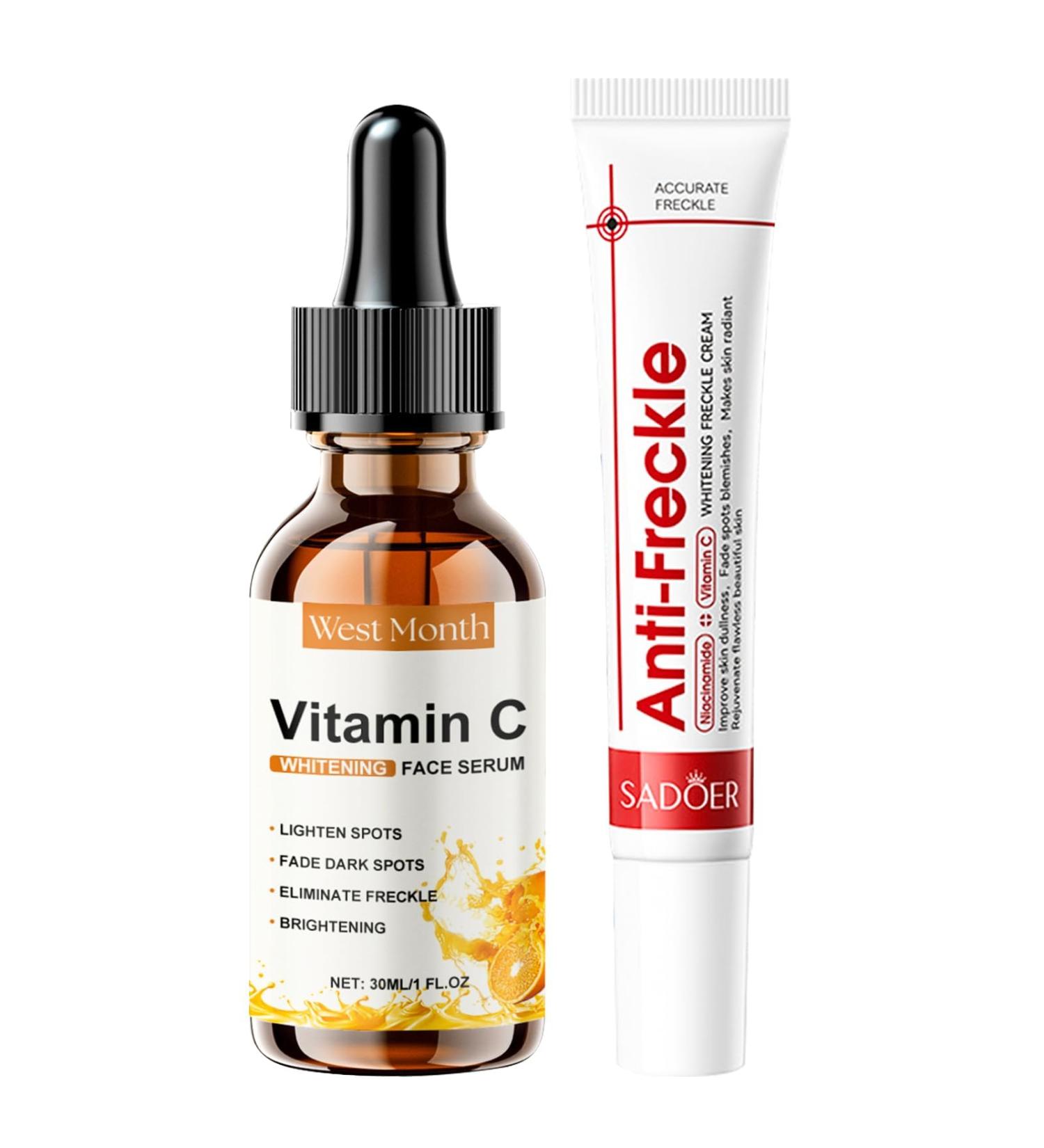 Ourdort Vitamin C serum & retinol serum set for antiaging and freckles wrinkle reduction tightening skin removes melasma spots and lightens the skin for face neck and d collet  - Buy Online on GoSupps.com