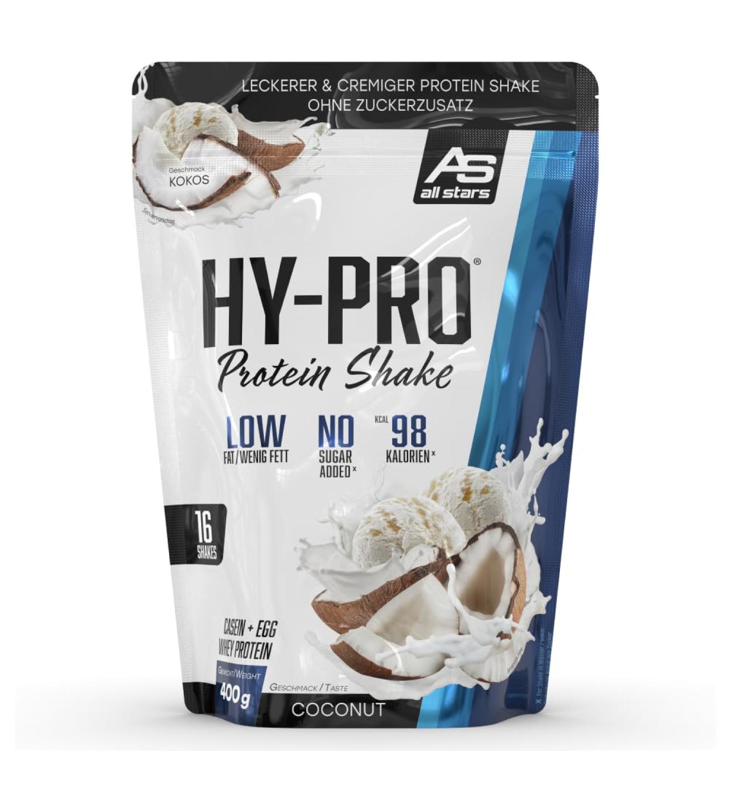 All Stars HY-PRO Protein Shake 400g - Coconut Flavor | High-Quality Protein Supplement for Muscle Growth | Buy Internationally - Buy Online on GoSupps.com