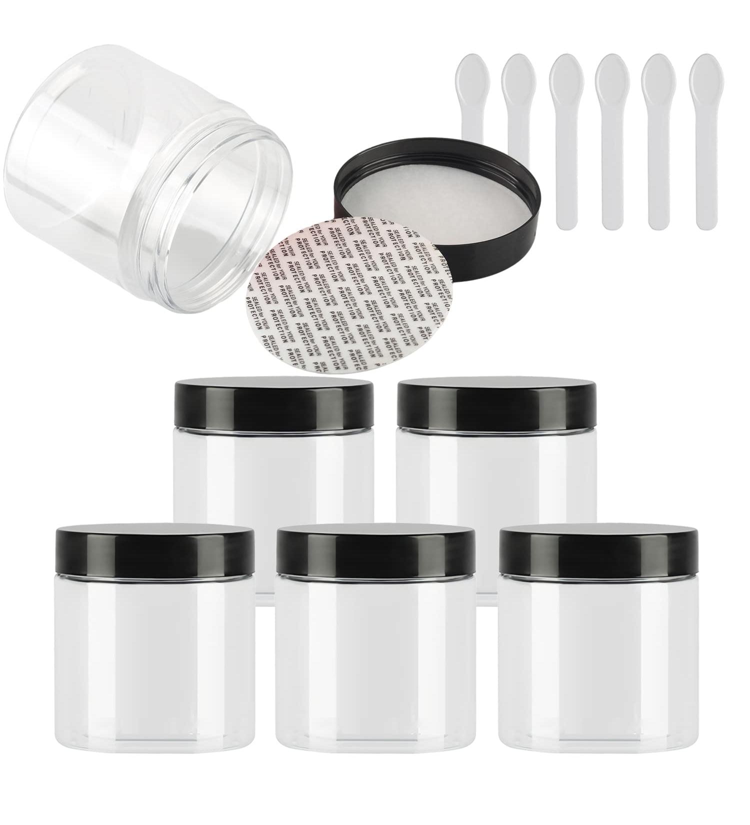 Buy Tianzd 6-Pack 200ml Transparent Plastic Cream Cans & Spatulas - Perfect for Cosmetics & Storage - Buy Online on GoSupps.com