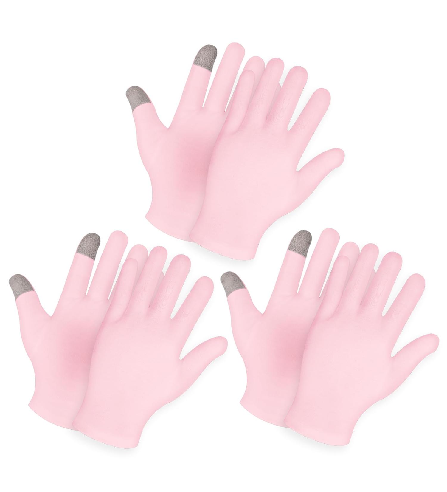 Gjinxi 3 Pairs Touch Screen Moisturizing Gloves Pink 100% Cotton Moisturizer Gloves for Dry Hands Eczema Overnight Bedtime Washable Sleeping Lotion Hand SPA Treatment Gloves for Women and Men - Buy Online on GoSupps.com
