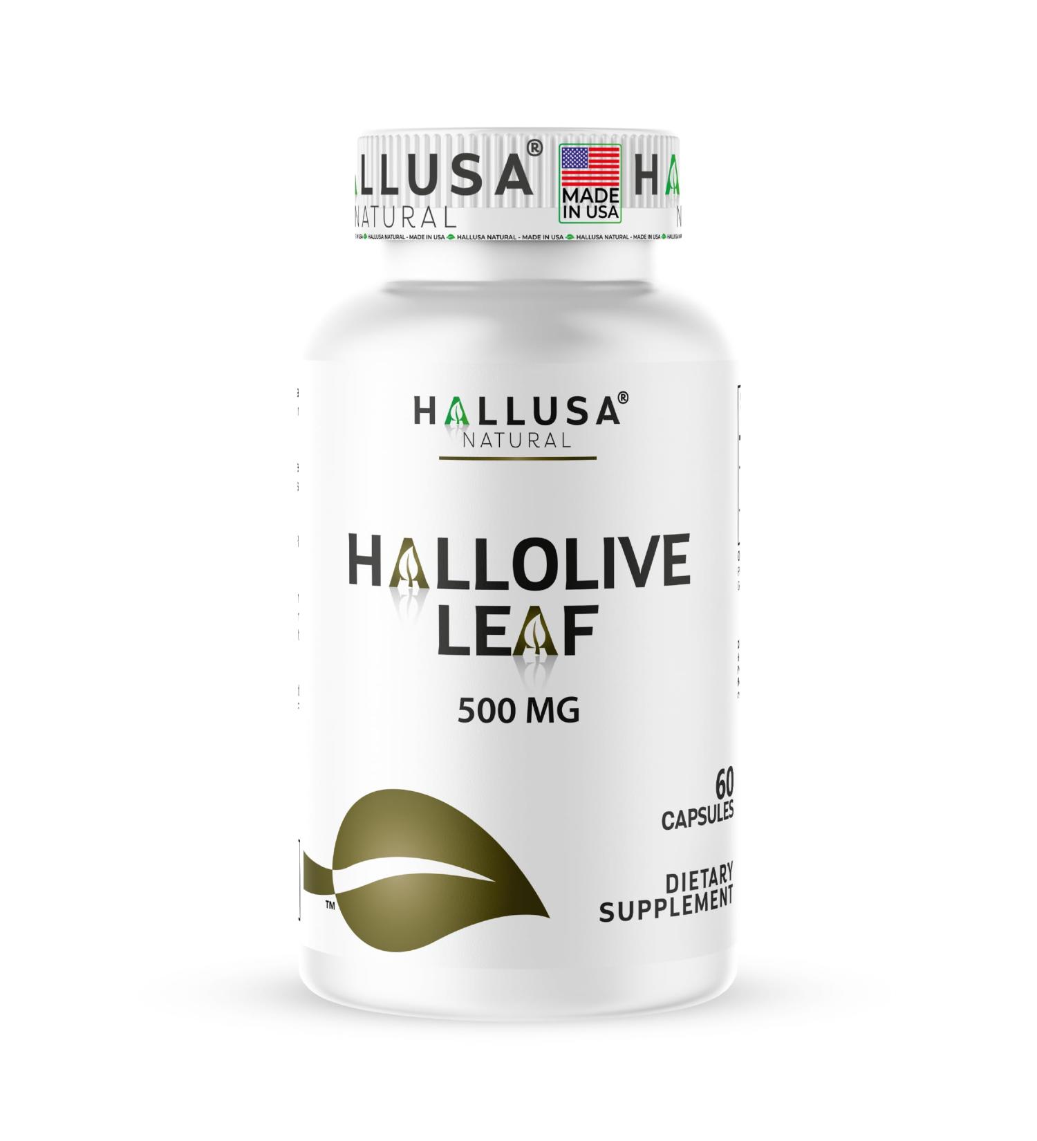 Hallusa Natural Olive Leaf Extract 1000mg per Serving 60 Capsules | Heart Health and Immune Support Supplement | 6% Oleuropein | Fatigue Antioxidant & Digestive Support Non GMO Gluten Free - Buy Online on GoSupps.com