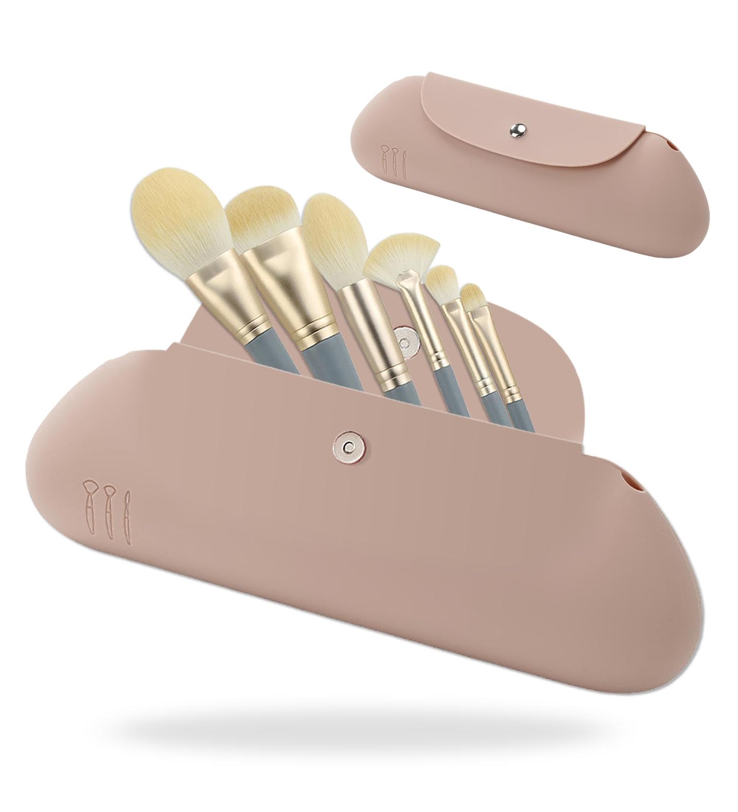 Travel Brush Holder | Silicone Makeup Bag & Brush Holder | Anti-Fall Out Magnetic Design - Buy Online on GoSupps.com