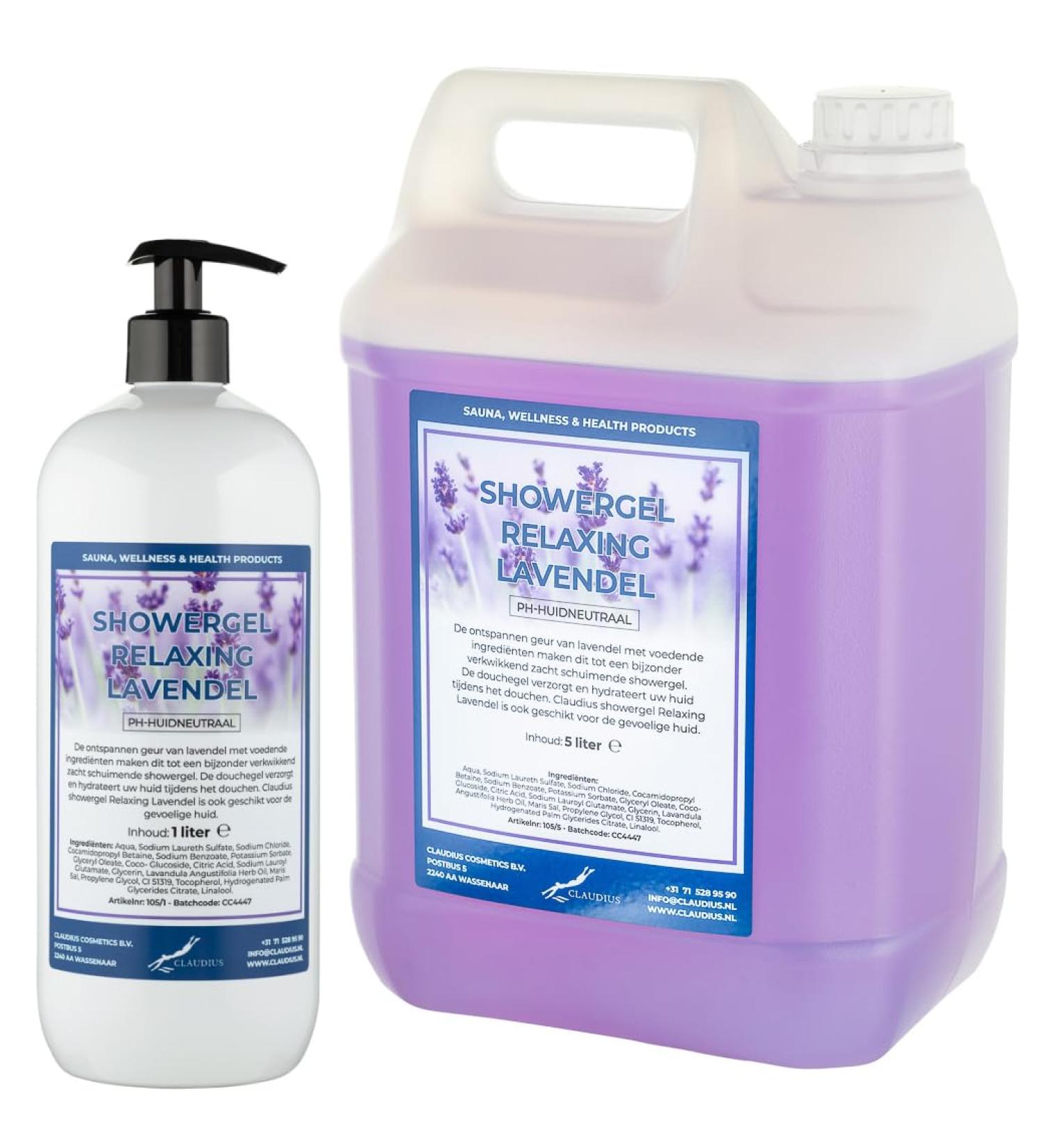 Claudius Showergel Relaxing Lavender 5 liters + 1 liter with pump white