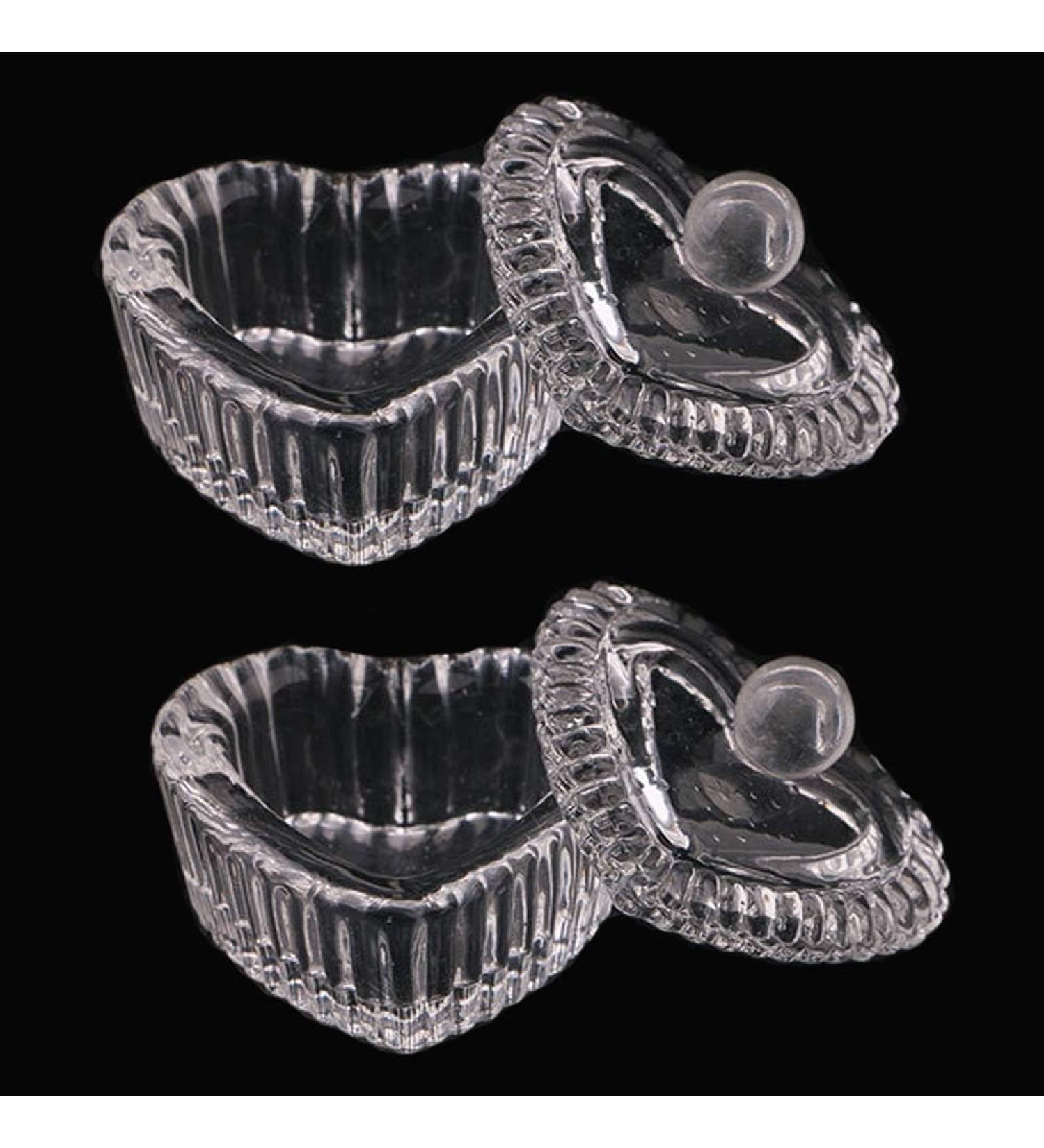 Kalolary Heart Dappen Bowl - 2pcs Clear Glass Nail Art Cups for Acrylic Liquid & Powder Styling - Buy Online on GoSupps.com