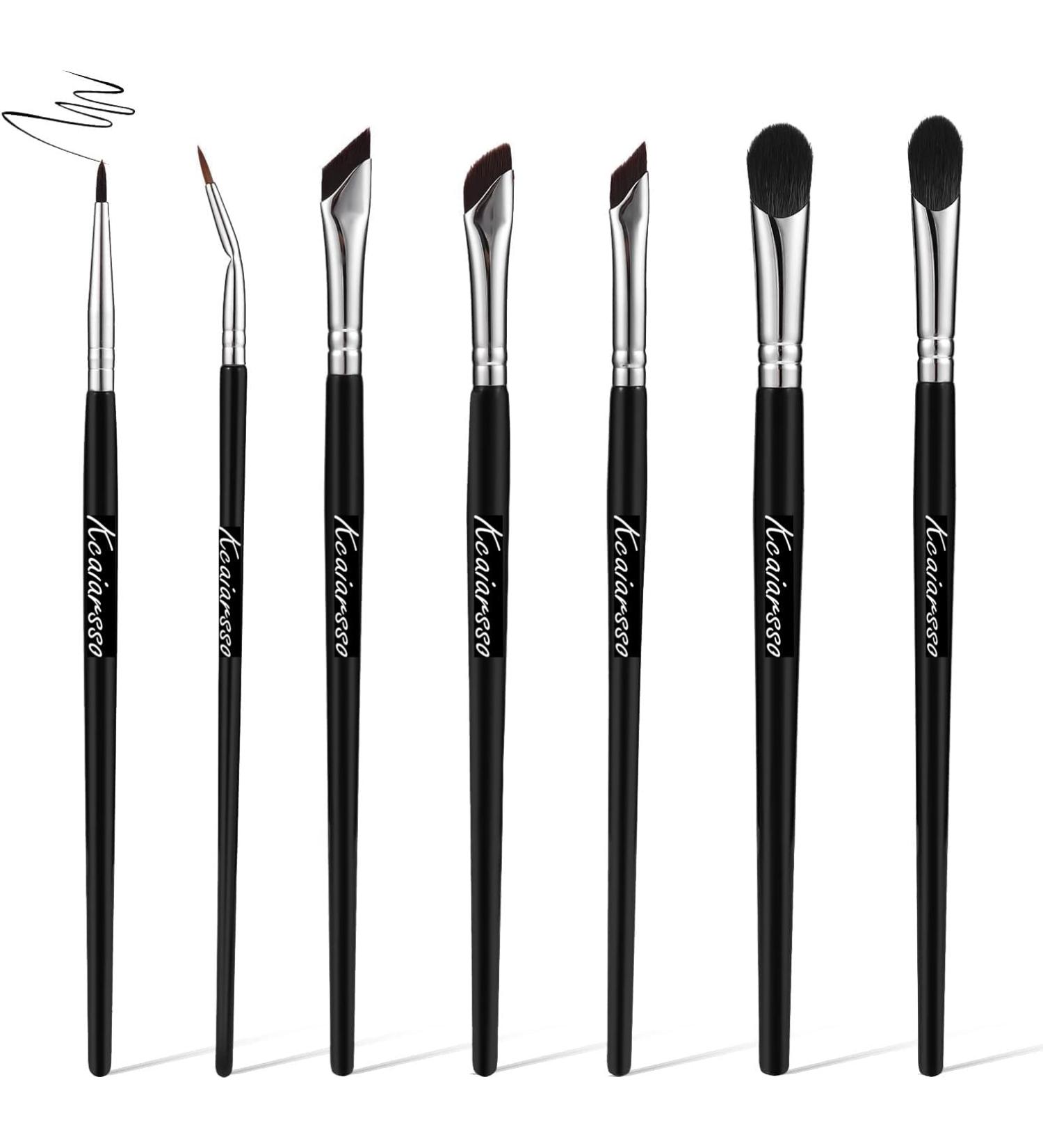 Eyeliner Makeup Brush Set - 7PC Angled Flat & Curved Brushes for Precision Eyeliner & Eyebrows | International Shipping Available - Buy Online on GoSupps.com