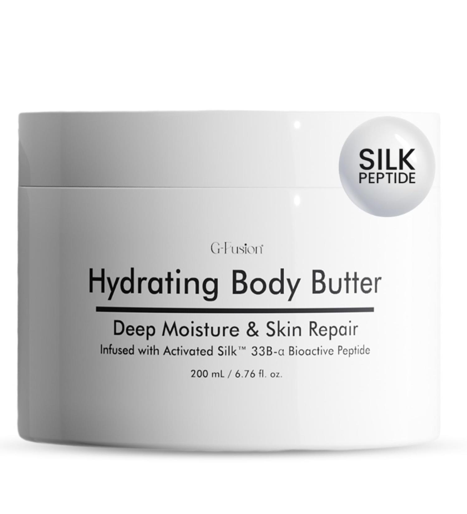 Hydrating Silk Peptide Body Butter - Lightweight Non-Greasy Moisturizer with Aloe Vera, Vitamin E & Herbal Extracts for Dry, Rough, and Sensitive Skin - Deep Nourishment Body Glaze & Hydration - Buy Online on GoSupps.com