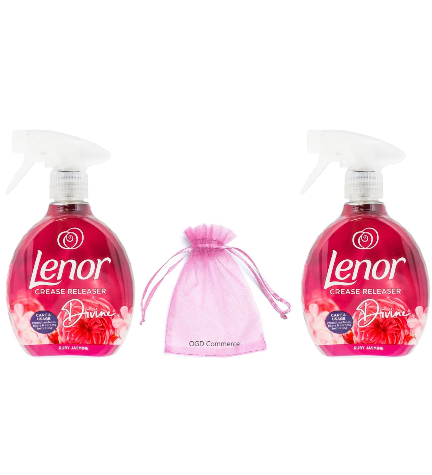 Lenor Crease Releaser Spray Removes Creases in Fabric 500ml Devine Ruby Jasmine Scent Pack of 2 + Our Gift for You: Organza Small Bag - Buy Online on GoSupps.com
