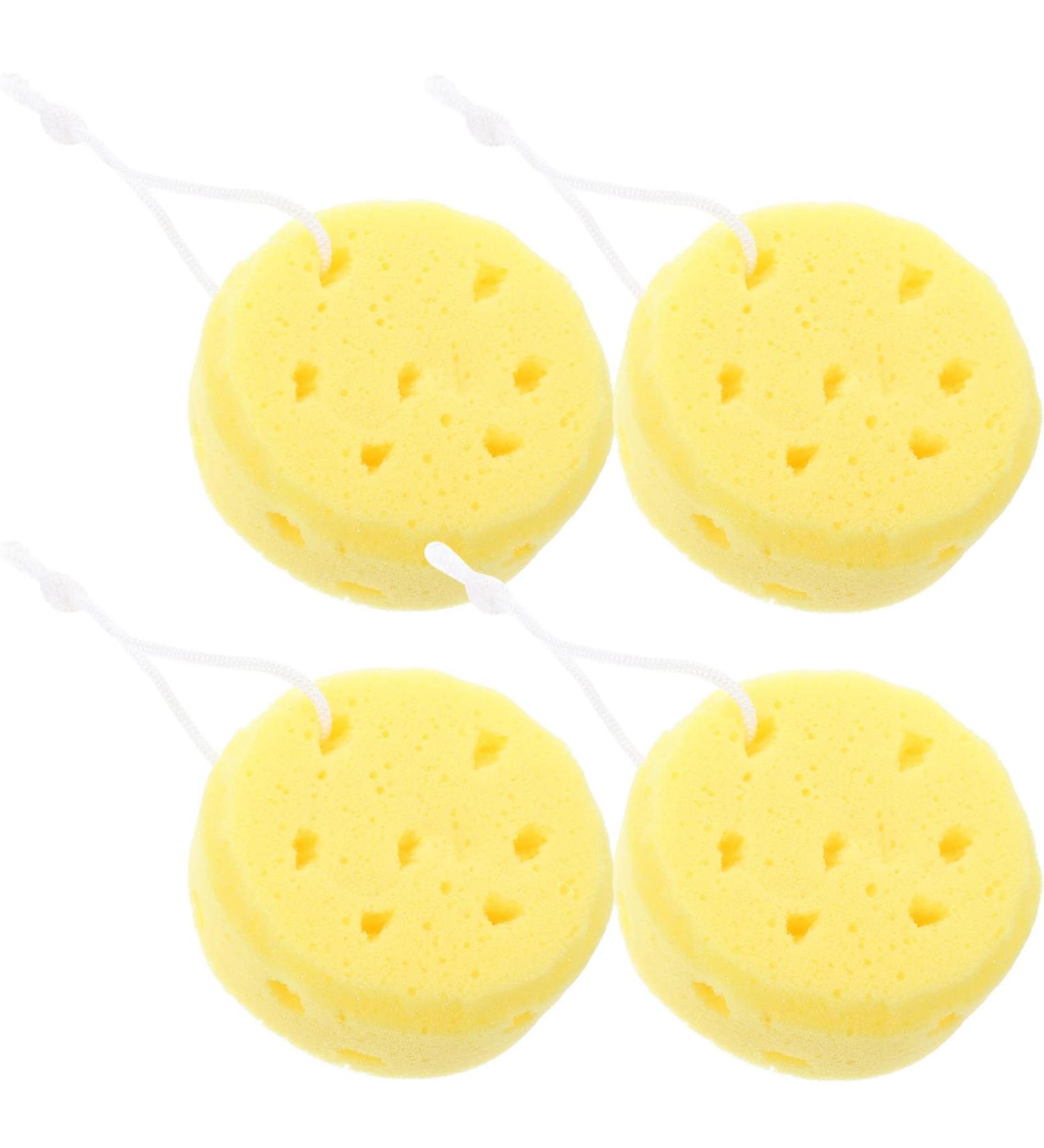 FRCOLOR 4pcs Round Bath Sponge Set | Exfoliating Loofah & Shower Puff for Spa | Natural Bath Scrubbers for Women & Kids - Deep Cleaning Accessories - Buy Online on GoSupps.com