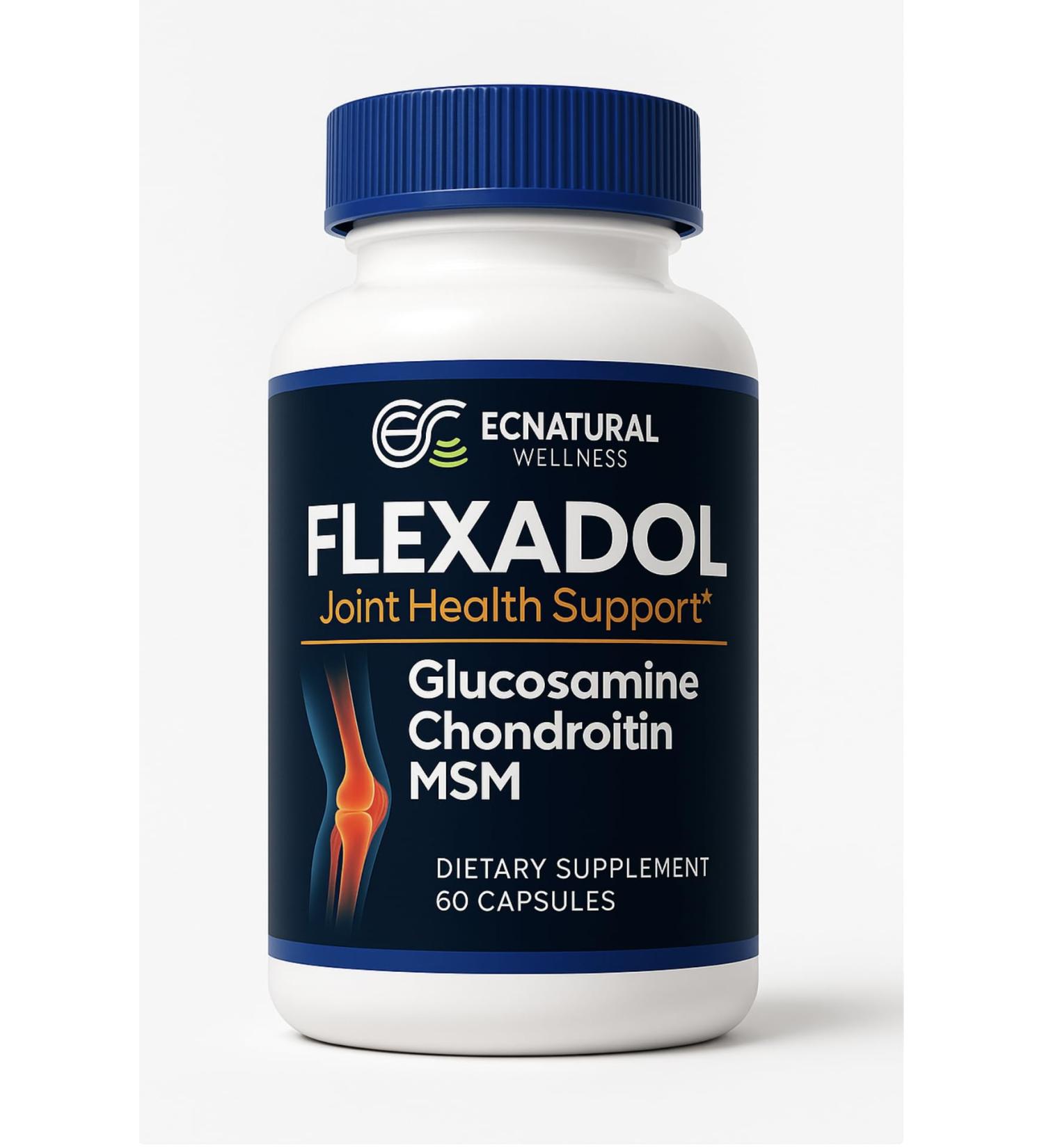 FLEXADOL Glucosamine Chondroitin MSM | General Joint Support | Mobility & Flexibility Focus | Daily Routine Companion | 60 Capsules Flex Solutions - Buy Online on GoSupps.com