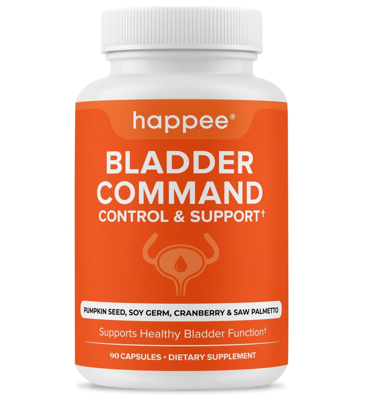 Happee Overactive Bladder Control Supplement for Women & Men - Pumpkin Seed Extract Soy Germ Saw Palmetto & Cranberry Blend - Bladder Support for Urinary Frequency Leaks & Urgency - 90 Capsules - Buy Online on GoSupps.com