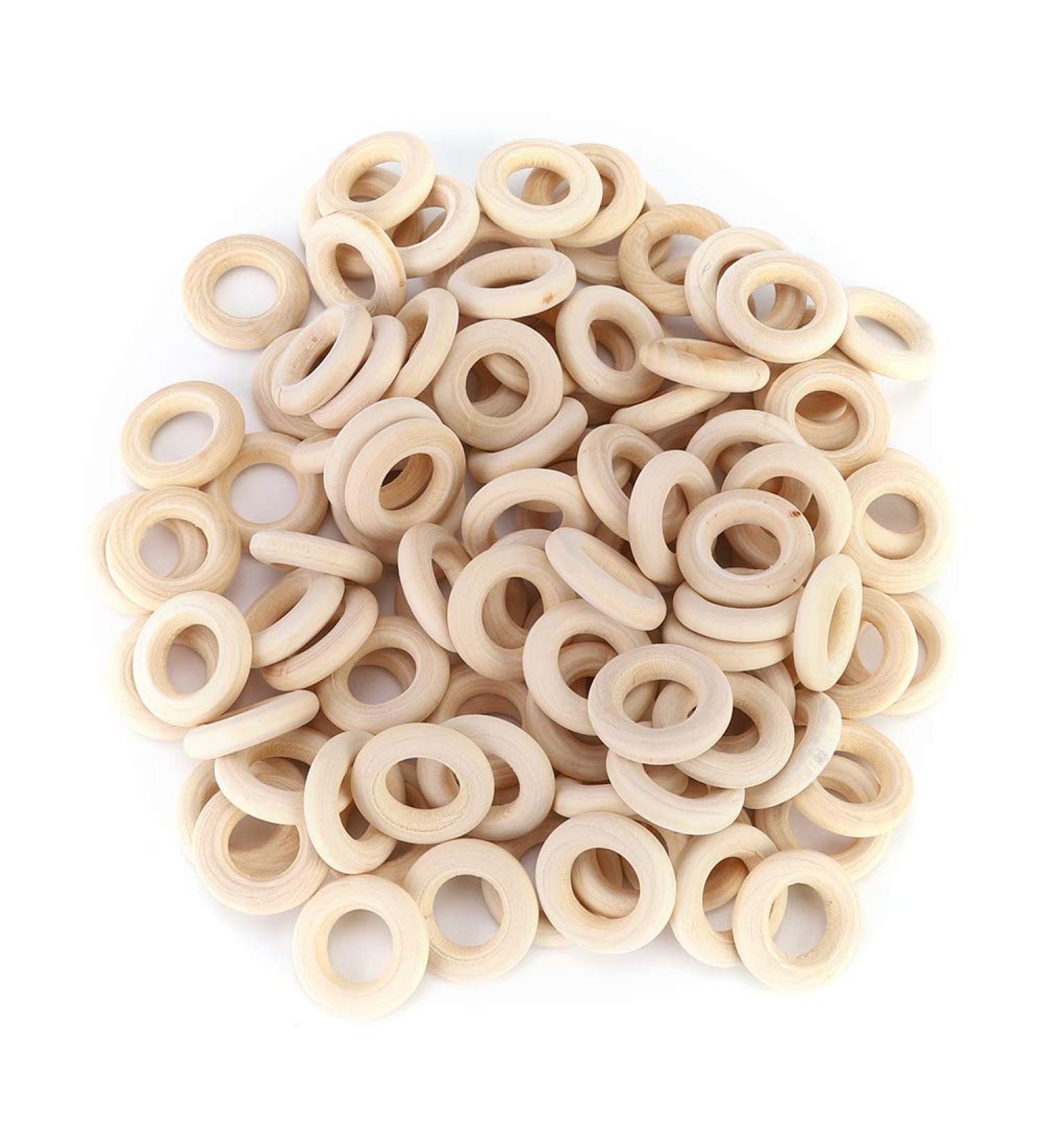 100 pcs 25mm Natural Wooden Baby Teething Rings - DIY Craft Accessories for Safe Teething - Buy Online on GoSupps.com
