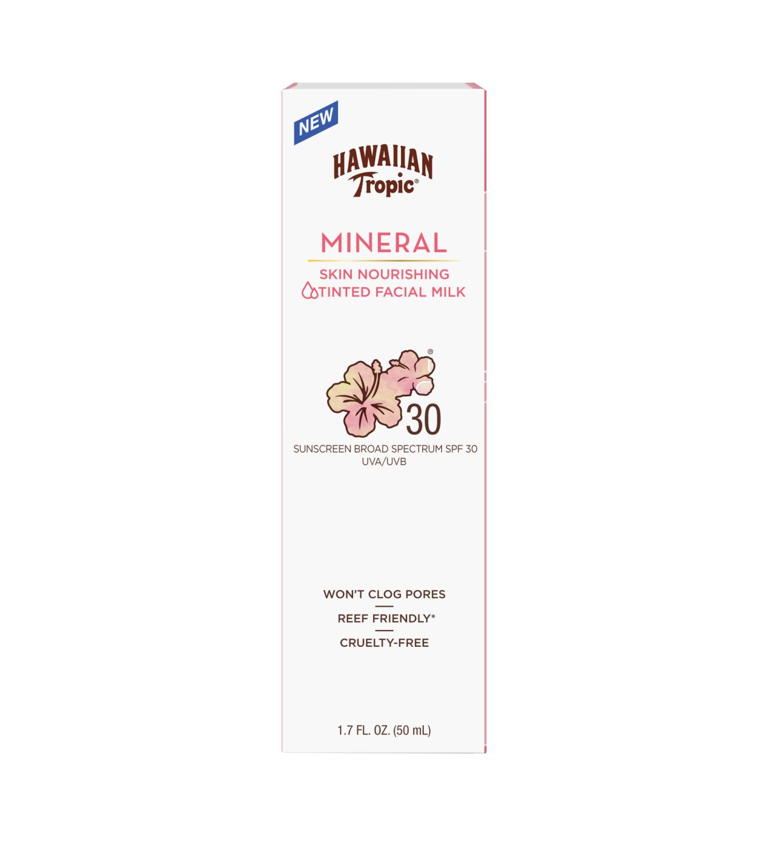 Hawaiian Tropic Mineral Sun Milk Face Sunscreen Lotion SPF 30 - 1.7oz - Buy Online on GoSupps.com