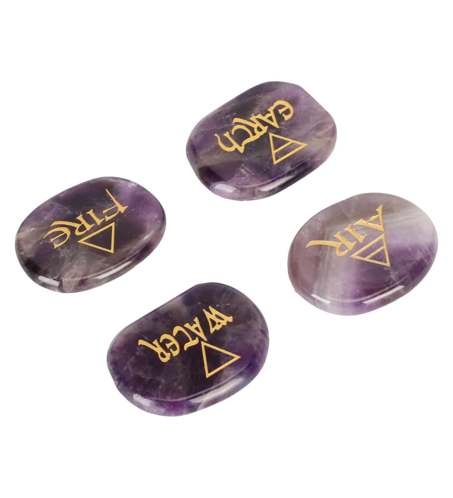 Earth Air Fire Water Stones Triangular Crystals Symbols Flake Reiki Oval Stamps (Purple) - Buy Online on GoSupps.com