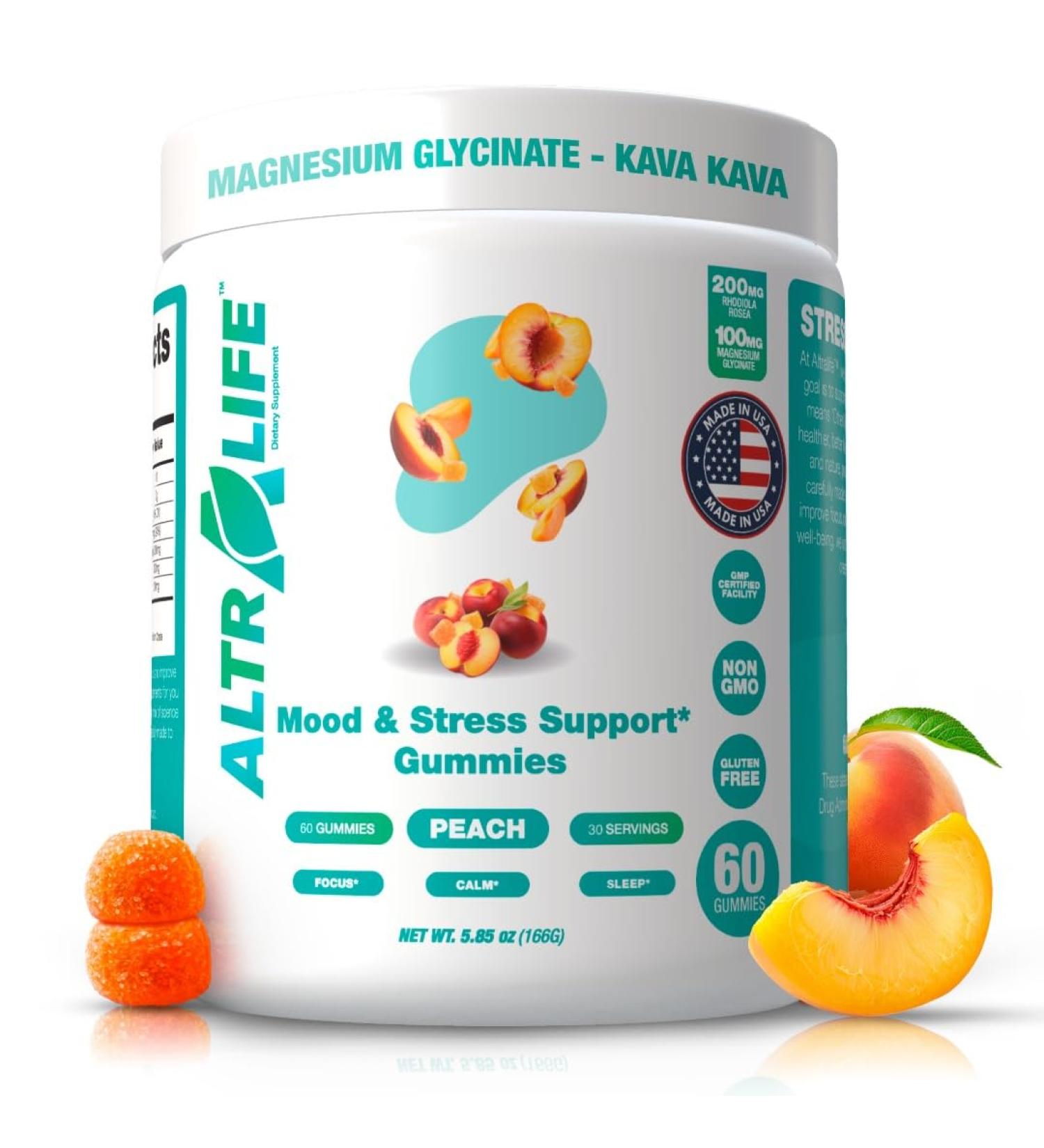 ALTRALIFE Kava Kava Gummies - Stress Relief Supplement with Magnesium Glycinate Rhodiola Rosea Holy Basil - 30 Servings for Calm Mood Focus & Sleep Support - Cortisol Supplements for Women and Men - Buy Online on GoSupps.com