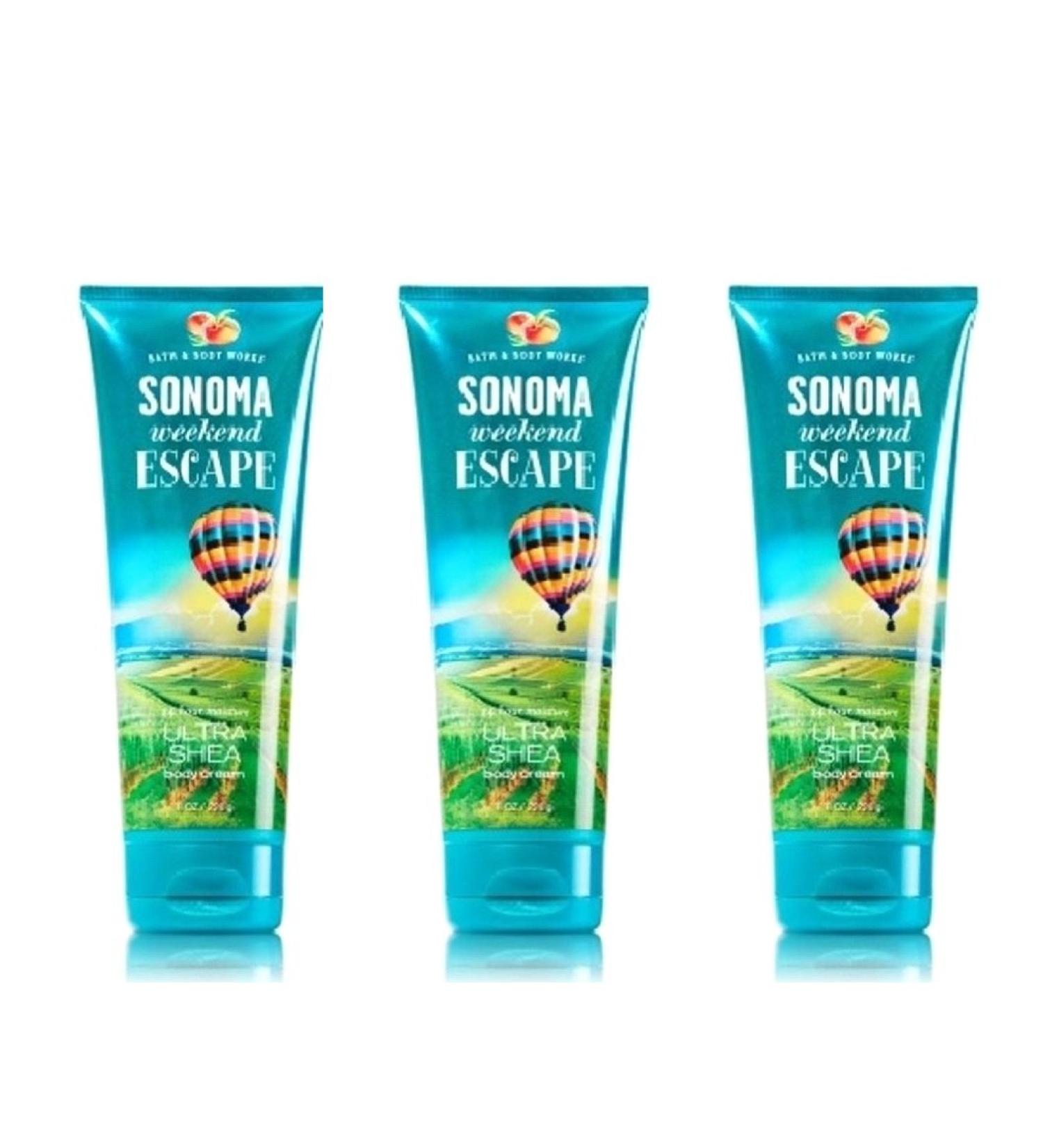 Lot of 3 Bath & Body Works Sonoma Weekend Escape 24 Hour Ultra Moisture Body Cream 8 Fl Oz Each (Sonoma Weekend Escape)