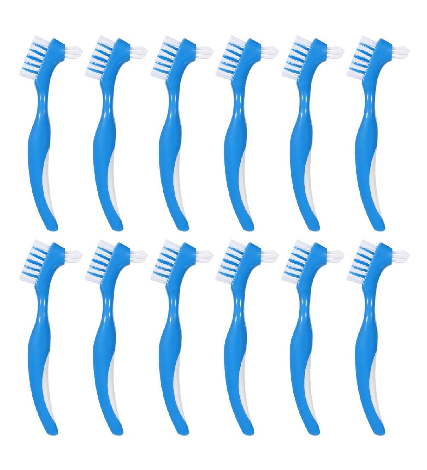 Denture Cleaning Brush 12 Pack - Hard Bristles, Double Sided - Portable False Teeth Toothbrush - Buy Online on GoSupps.com