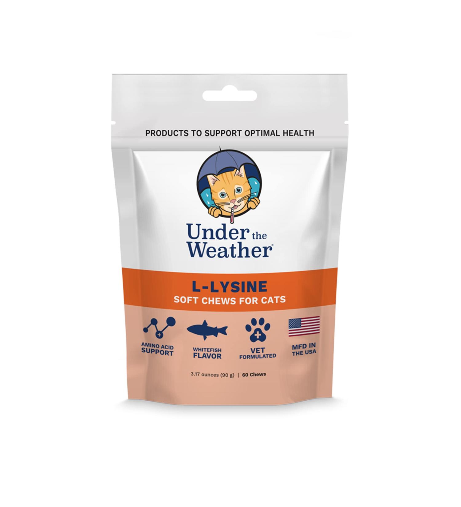 Under the Weather Pet Daily Cat L-Lysine | 60 Soft Chews | Vet Formulated & All Natural | Immune Support for Cats - Buy Online on GoSupps.com