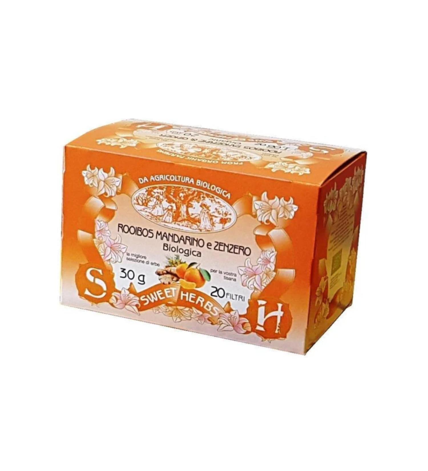  Apicoltura Brezzo Sweet Herbs | Rooibos Mandarin Ginger Herbal Tea | Organic Rooibos Infusion with Fruits and Spices - 20 Individually Filtered Tea Bags (30g) - Buy Online on GoSupps.com