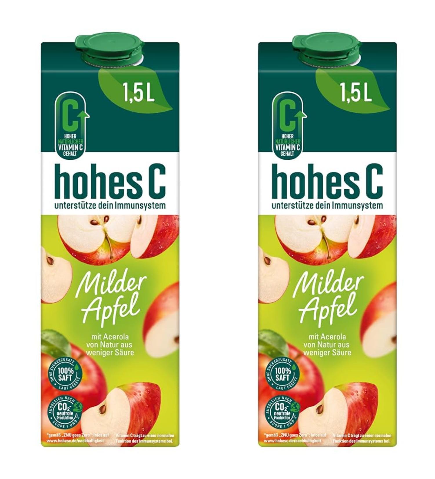 High C Mild Apple Juice 1.5L (Pack of 2) | 100% Juice No Added Sugar Vegan & Vitamin C Boost - Buy Online on GoSupps.com