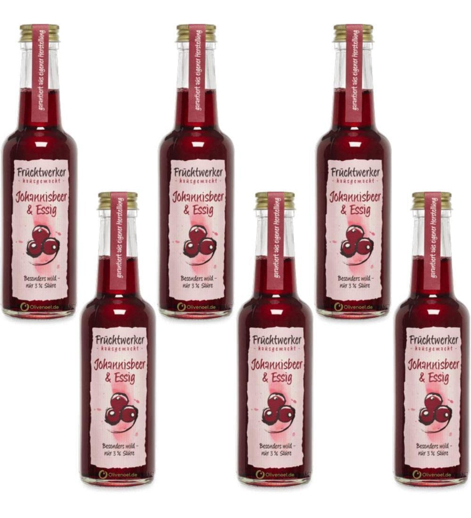 Fruchtwerker Fruit worker Johannis berries & vinegar with real fruit juice 6 x 250ml glass bottle - Buy Online on GoSupps.com