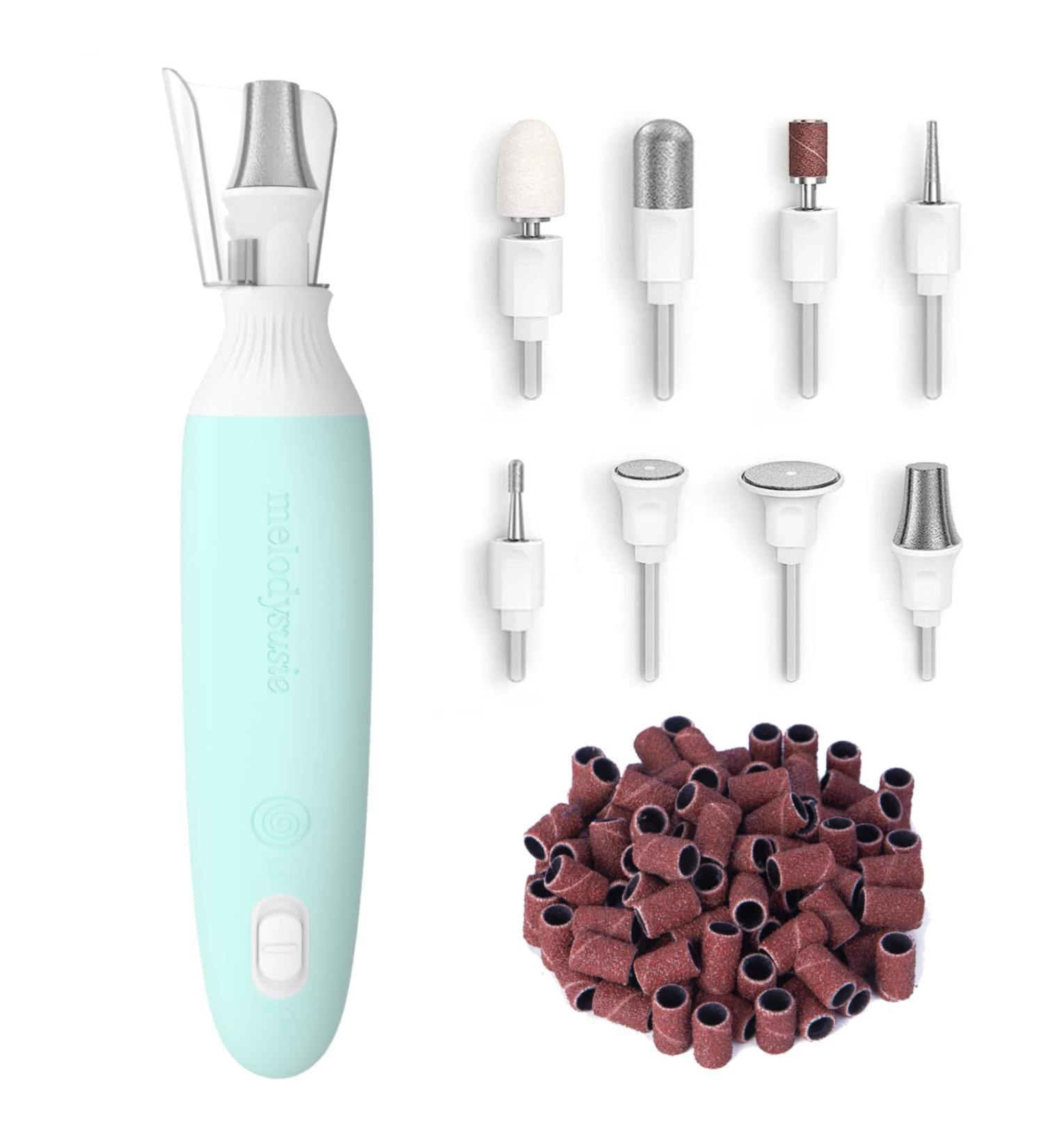 MelodySusie Professional 8-in-1 Electronic Nail File Kit | Portable Nail Drill for Dead Skin & Callus Removal | Hand & Foot Care Tool with 8 Bits & 50 Sanding Bands - Blue - Buy Online on GoSupps.com