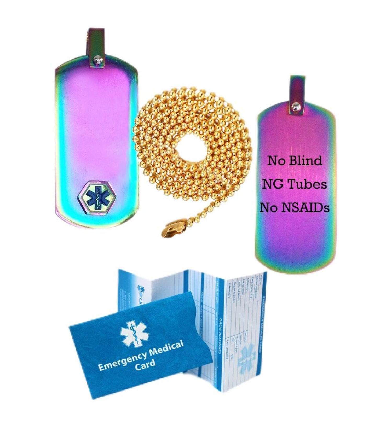 No Blind NG Tube No NSAID Medical Alert ID Dog Tag Pendant | Anodized Titanium Rainbow | International Shipping Available - Buy Online on GoSupps.com