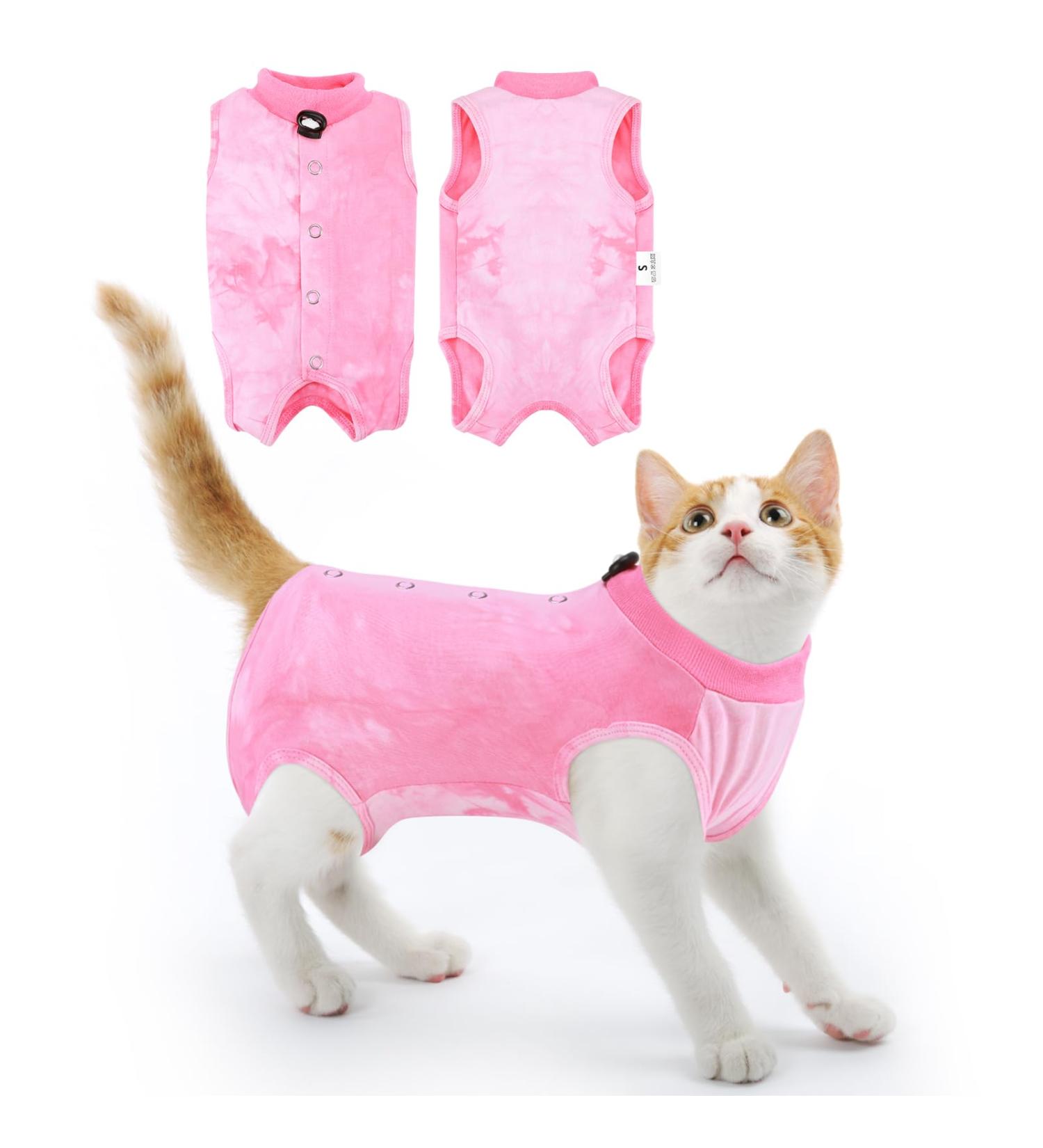 Cat Recovery Suit Pink S - Post Surgery Anti-Lick Medical Vest & Bodysuit - Buy Online on GoSupps.com