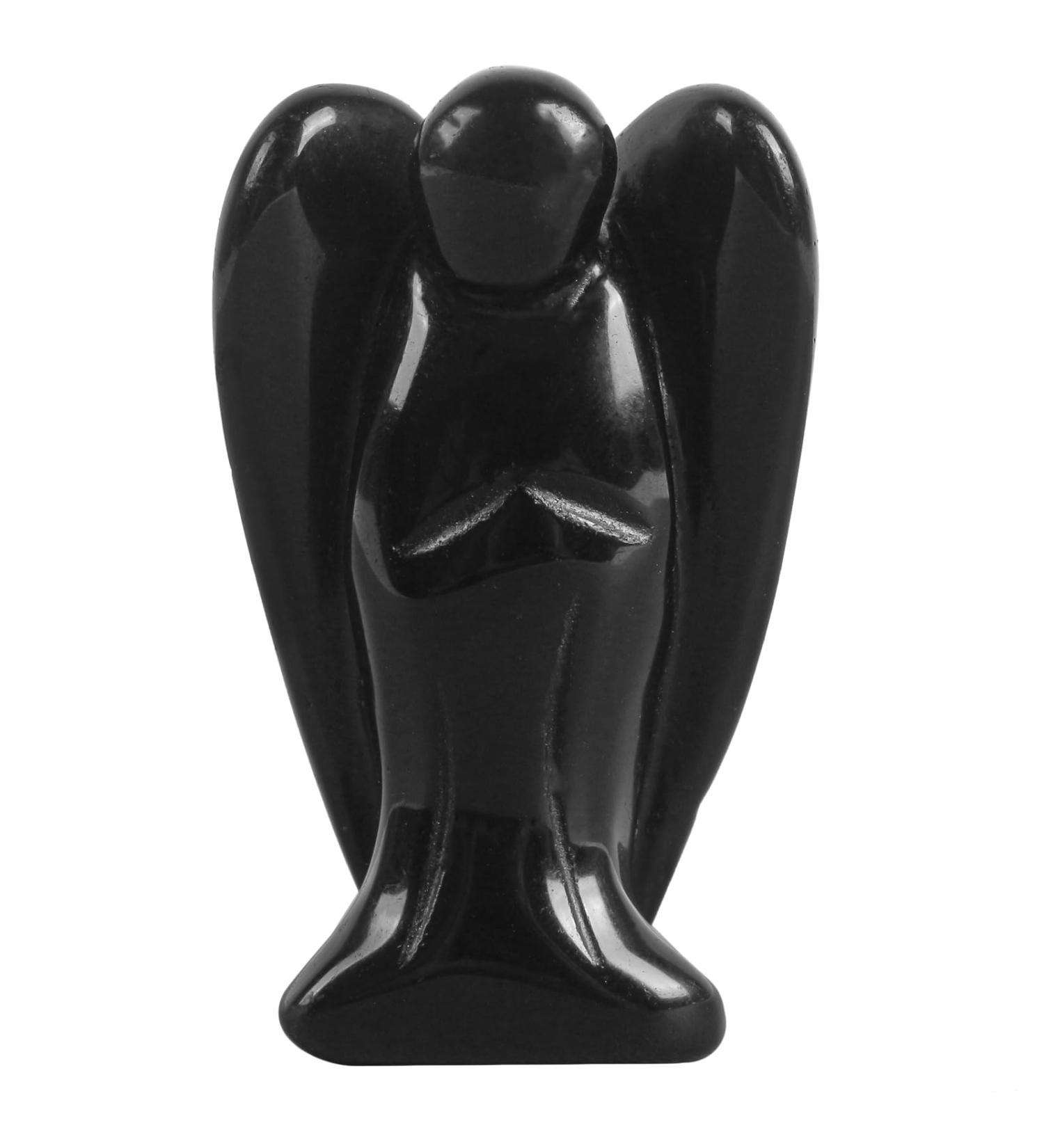 Lovionus89 Hand-Carved Black Obsidian Angel Statue | 5cm Healing Crystal Decoration | Natural Stone Figurine for Home & Gift - Buy Online on GoSupps.com