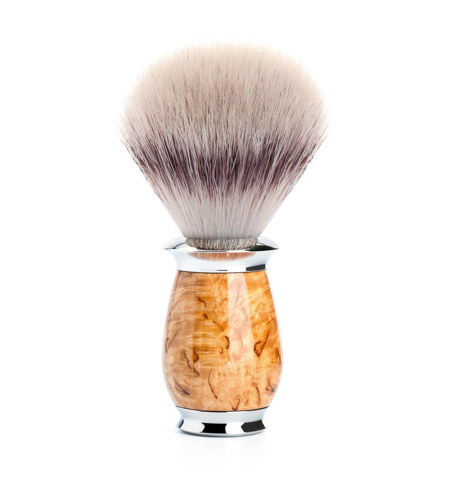 M HLE Shaving Brush - Purist Series - Silvertip Fibre - Karelian Curly Birch