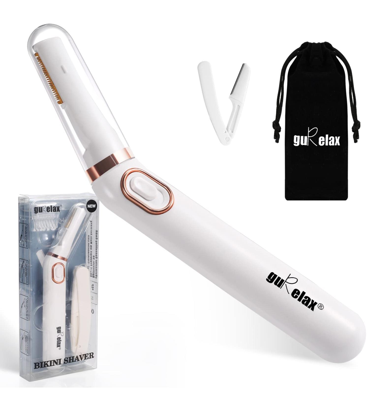 Pain-Free Women's Hair Remover - Waterproof USB Razor with LED Light for Peach Fuzz & Fine Hair - White Bikini Razor - Buy Online on GoSupps.com