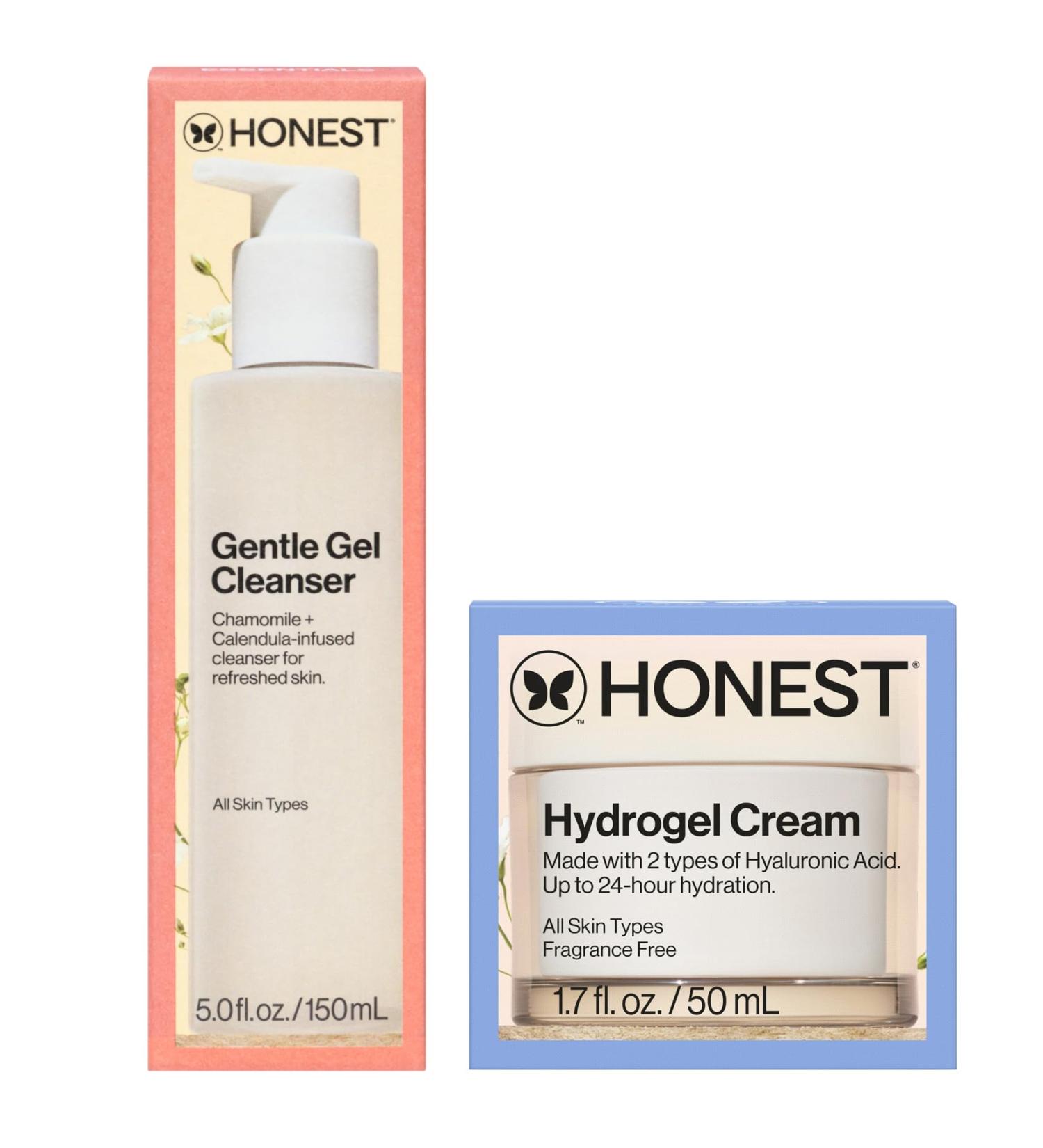 Honest Beauty Gentle Gel Everyday Face Cleanser + Moisturizing Hydrogel Cream Bundle | Vegan + Safe for Sensitve Skin | 5 fl oz 1.7 fl oz - Buy Online on GoSupps.com