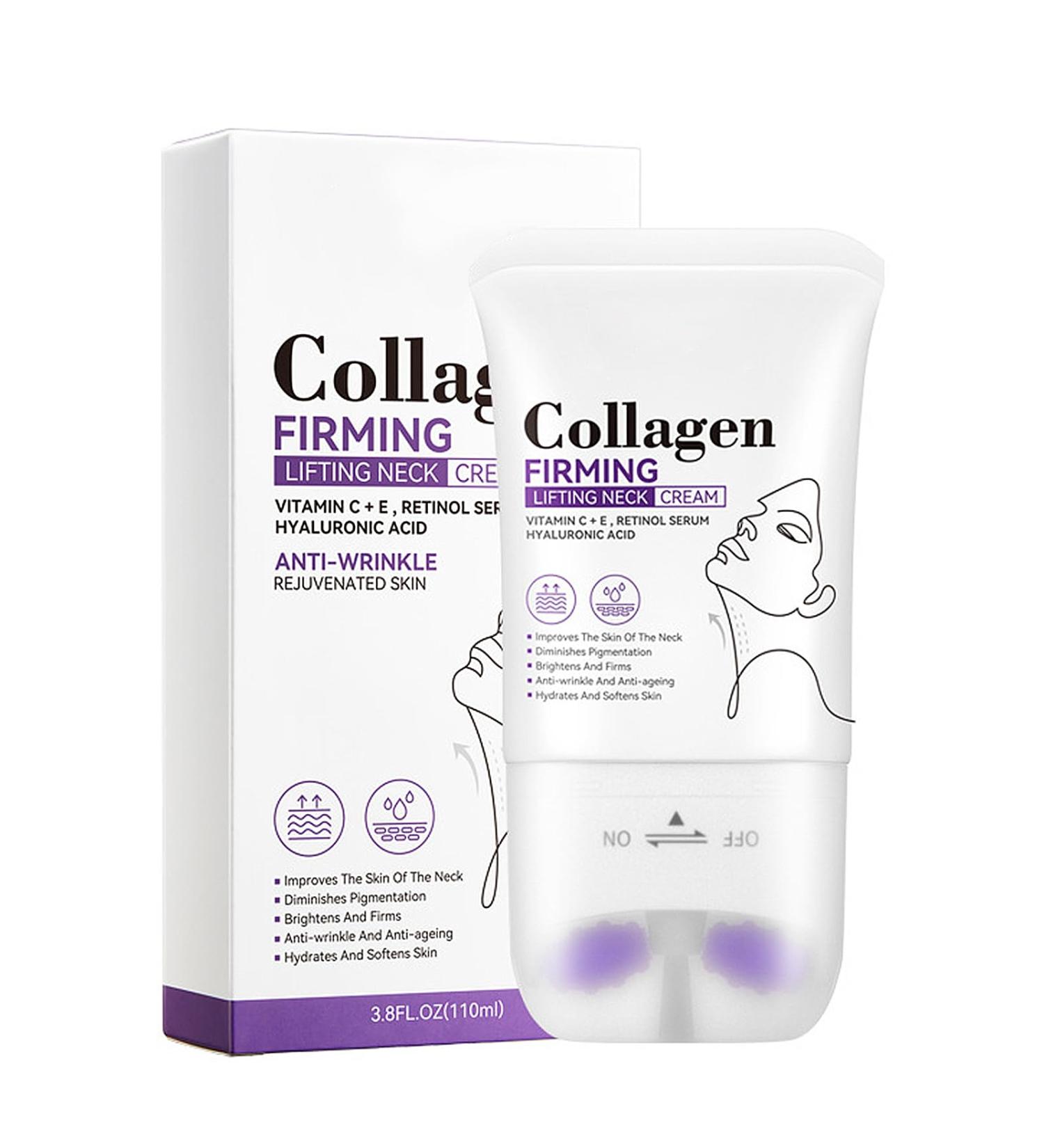 Collagen Neck Creams with Roller for Tightening and Firming Neck Firming Cream Tightening and Lifting Sagging Skin Collagen Necks Moisturizing Cream with Hyaluronic Acid Retinol Reduce Wrinkles - Buy Online on GoSupps.com