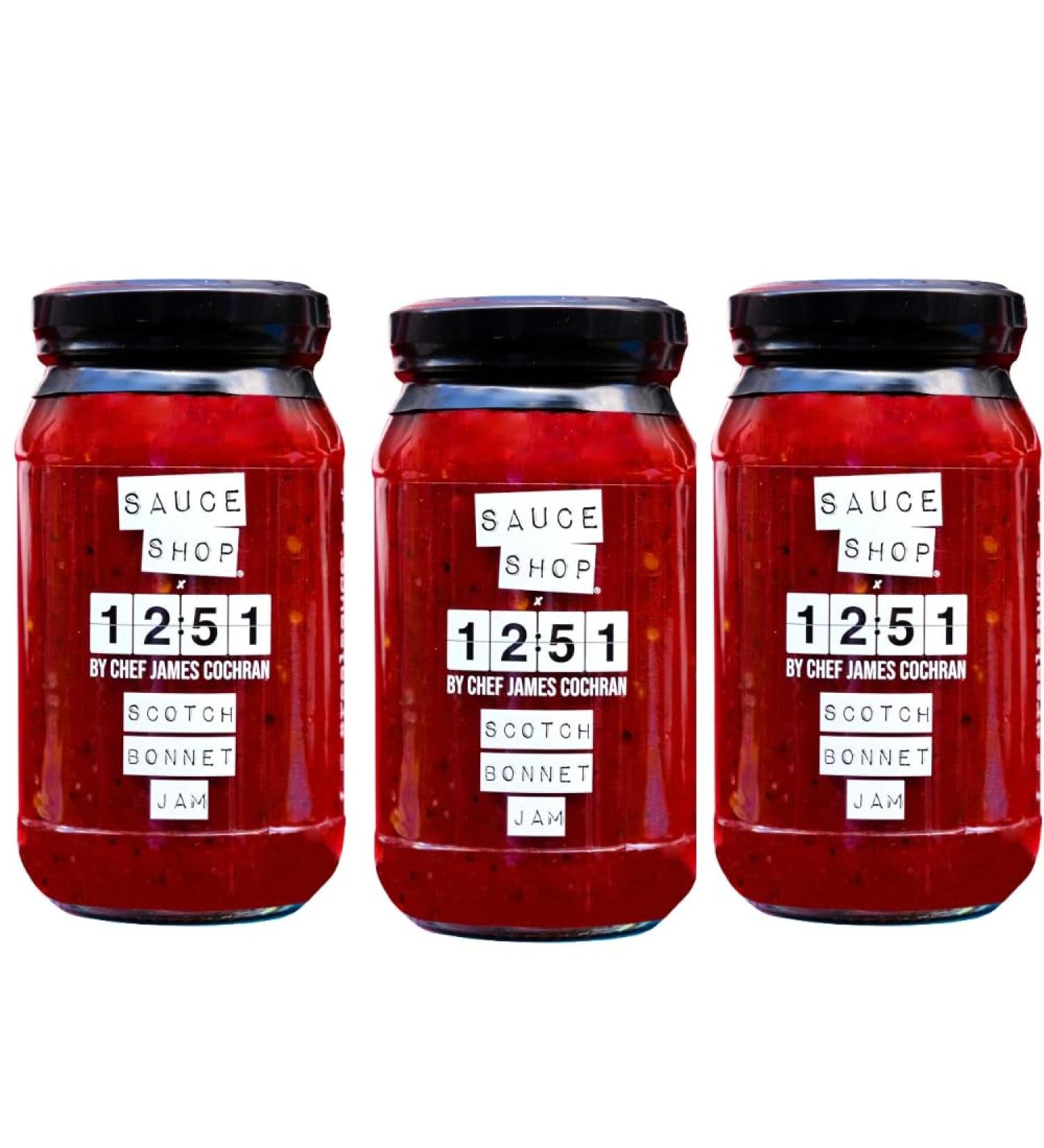 Sauce Shop X 12:51 by Chef James Cochran Pack of 3 - Scotch Bonnet Jam Chilli Jam - 3 x 340g Glass Jars