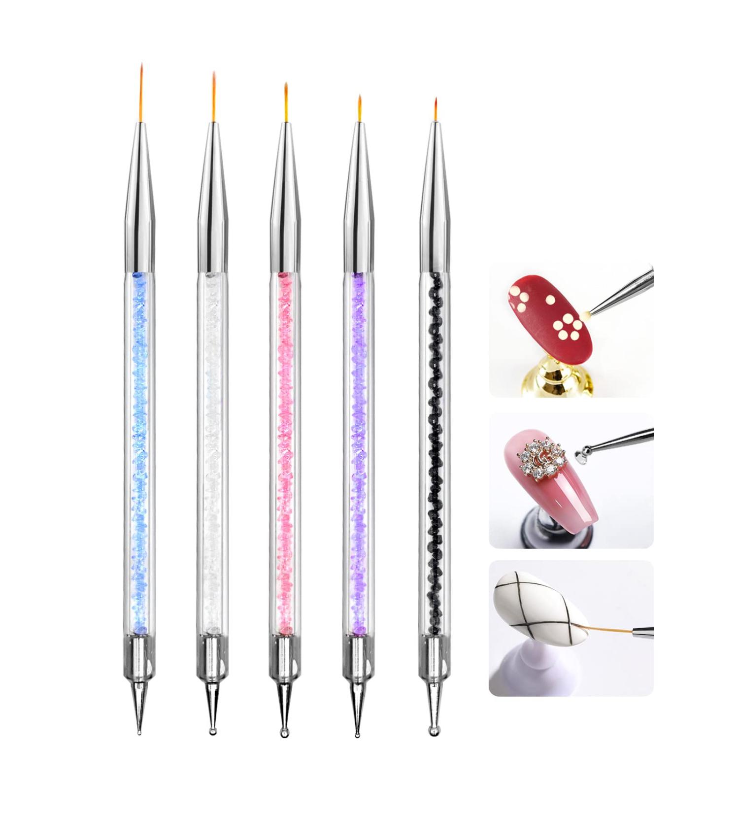 5pcs Thin Nail Art Liner Brushes French Tip Manicure Drawing Set - Nail Dotting Tools for DIY Designs - Buy Online on GoSupps.com
