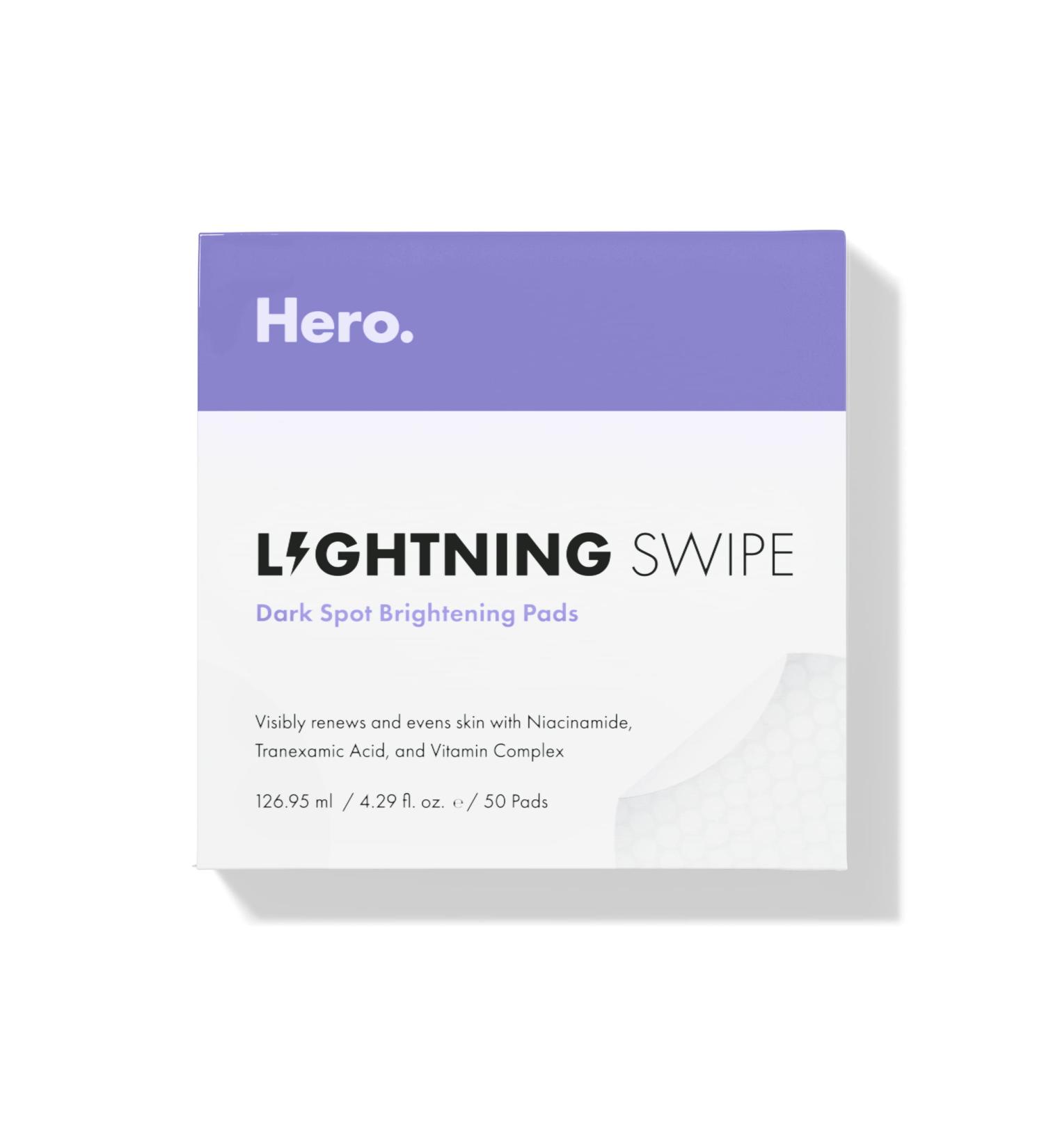 Hero Cosmetics Lightning Swipe - Brightening Serum Pads for Dark Spots (50 Count) - Buy Online on GoSupps.com